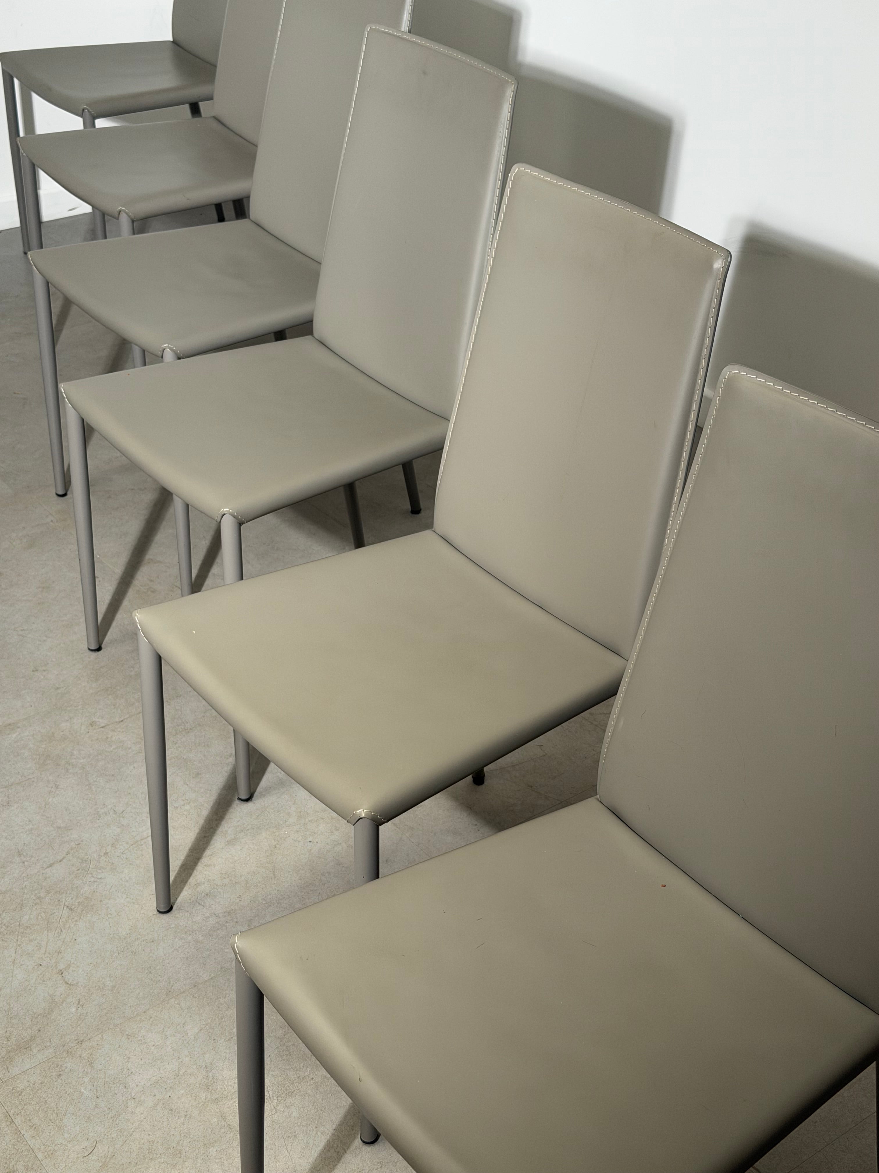 Calligaris Aida CS1484 Dining Chairs – Set of 6 – Genuine Leather – Made in Italy