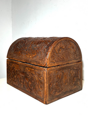 Antique Embossed Leather Dome Chest