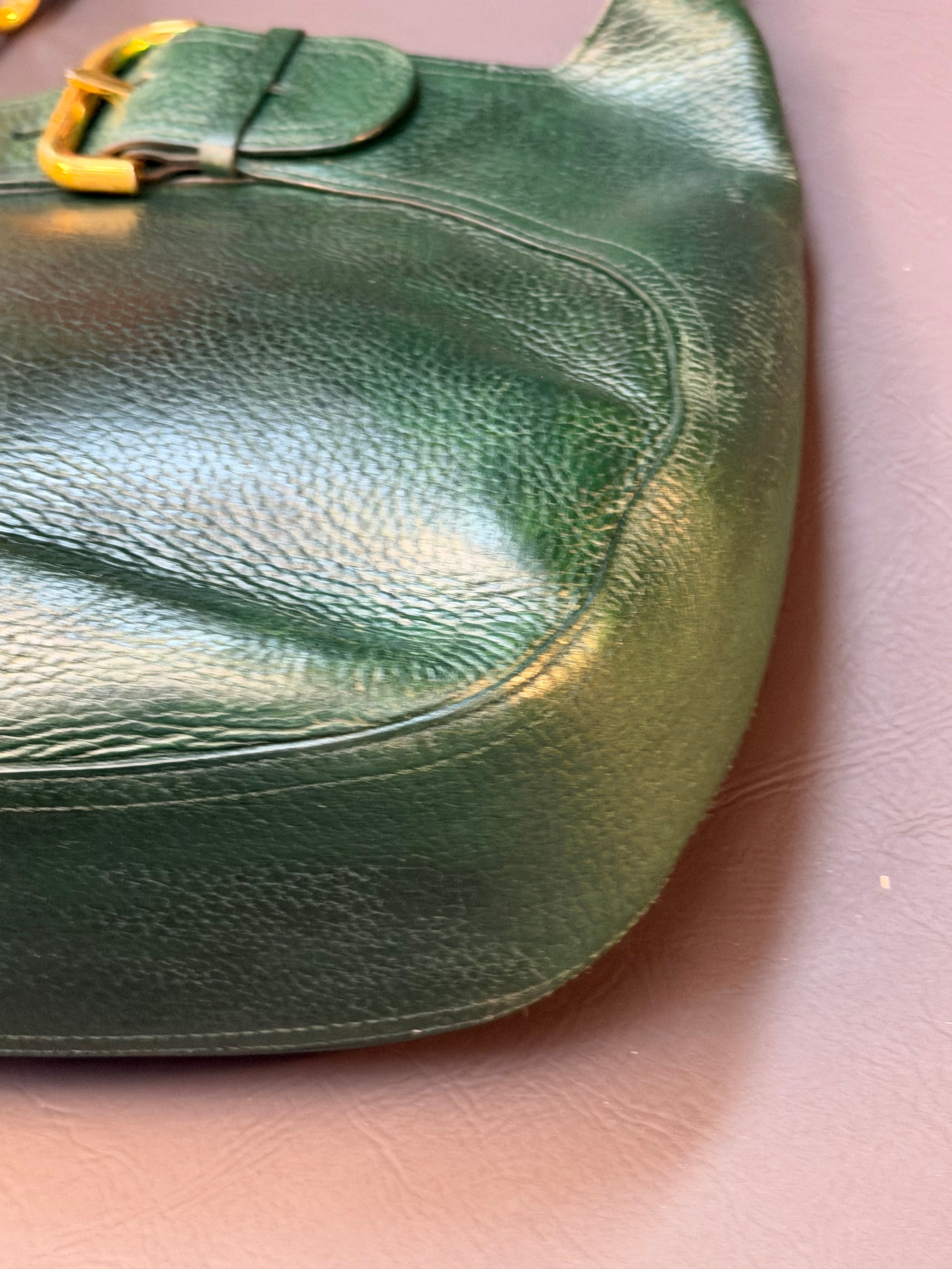 Delvaux “Souverain” Shoulder Bag – Green Leather – 32 x 25 cm
