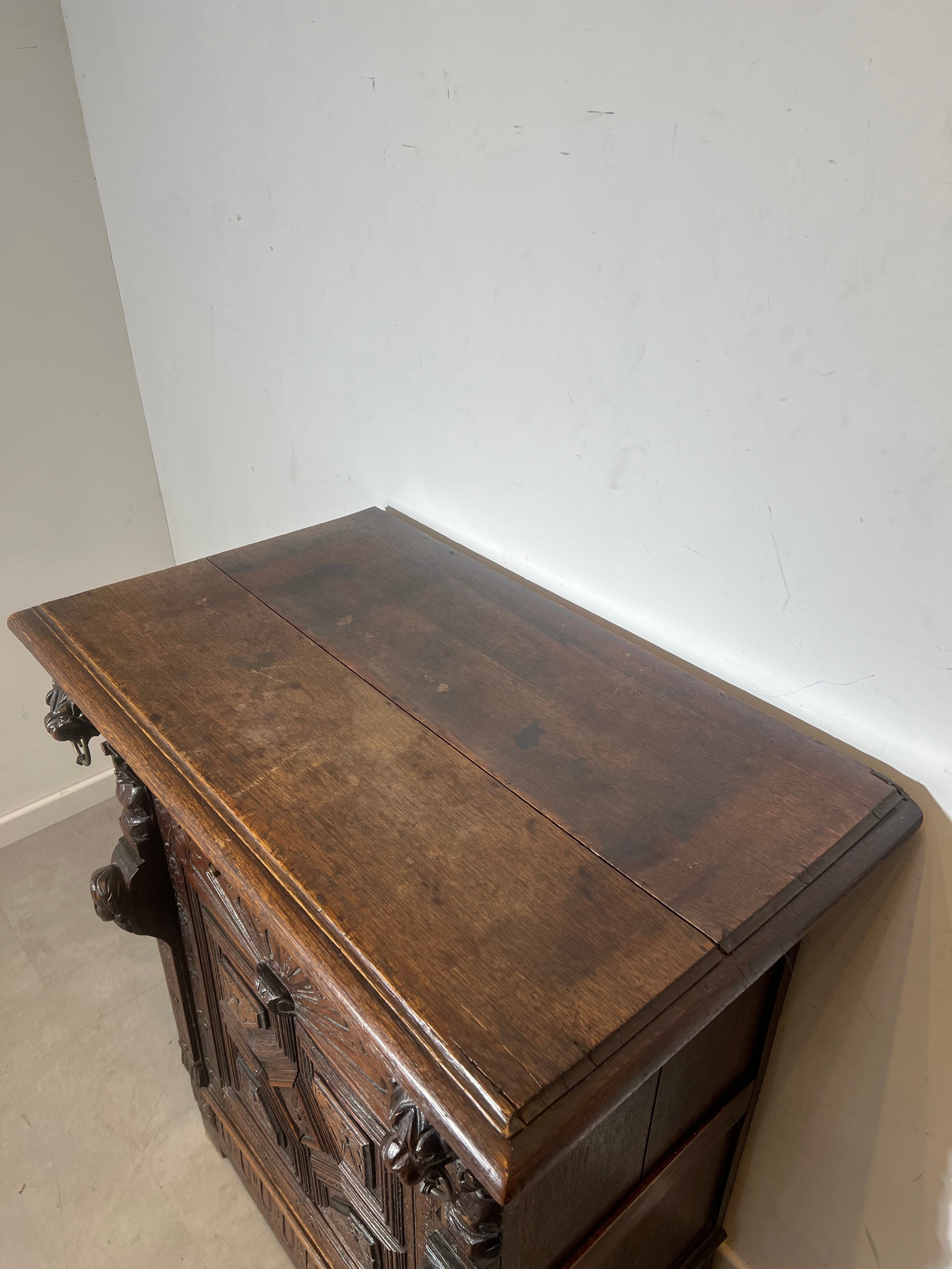 Antique Hand-Carved Oak Cabinet