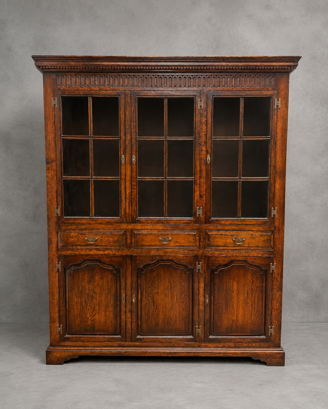 Antique Oak Display Cabinet Old & New England