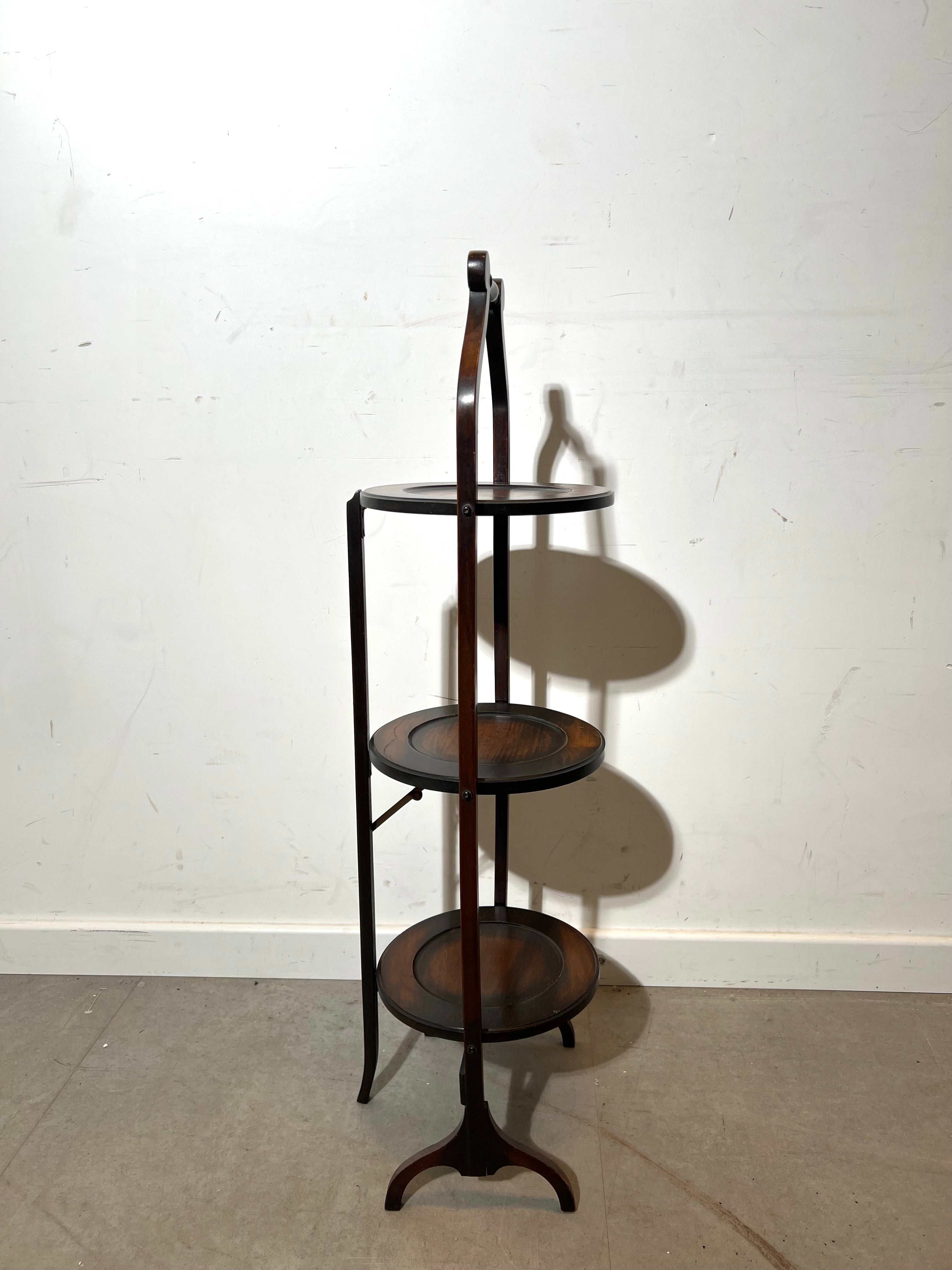 Vintage Folding Three-Tier Tray Stand