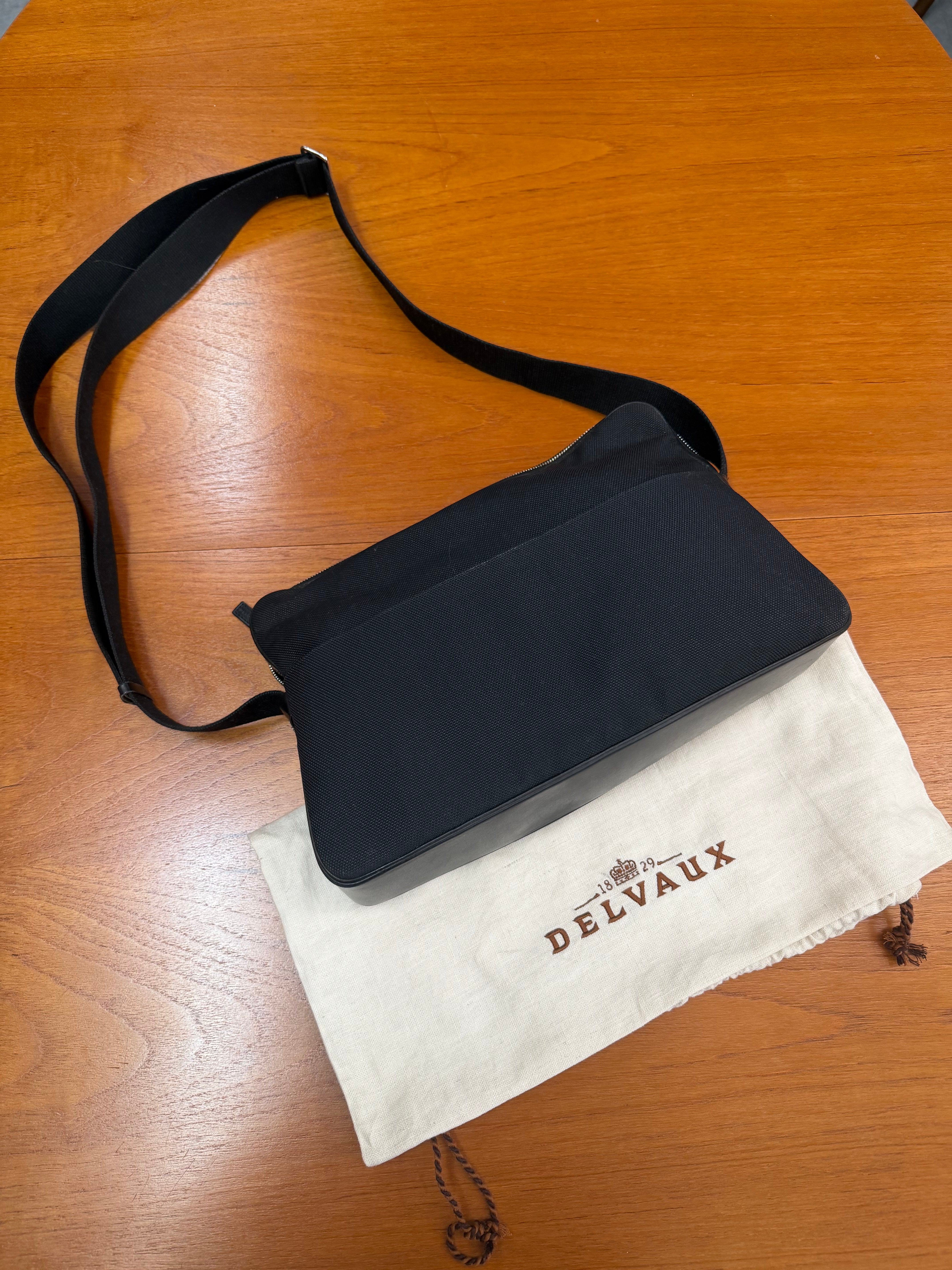 Delvaux Toile “Pili Pili” Crossbody Bag – Charbon Black – 36 cm – With Dustbag & Certificate