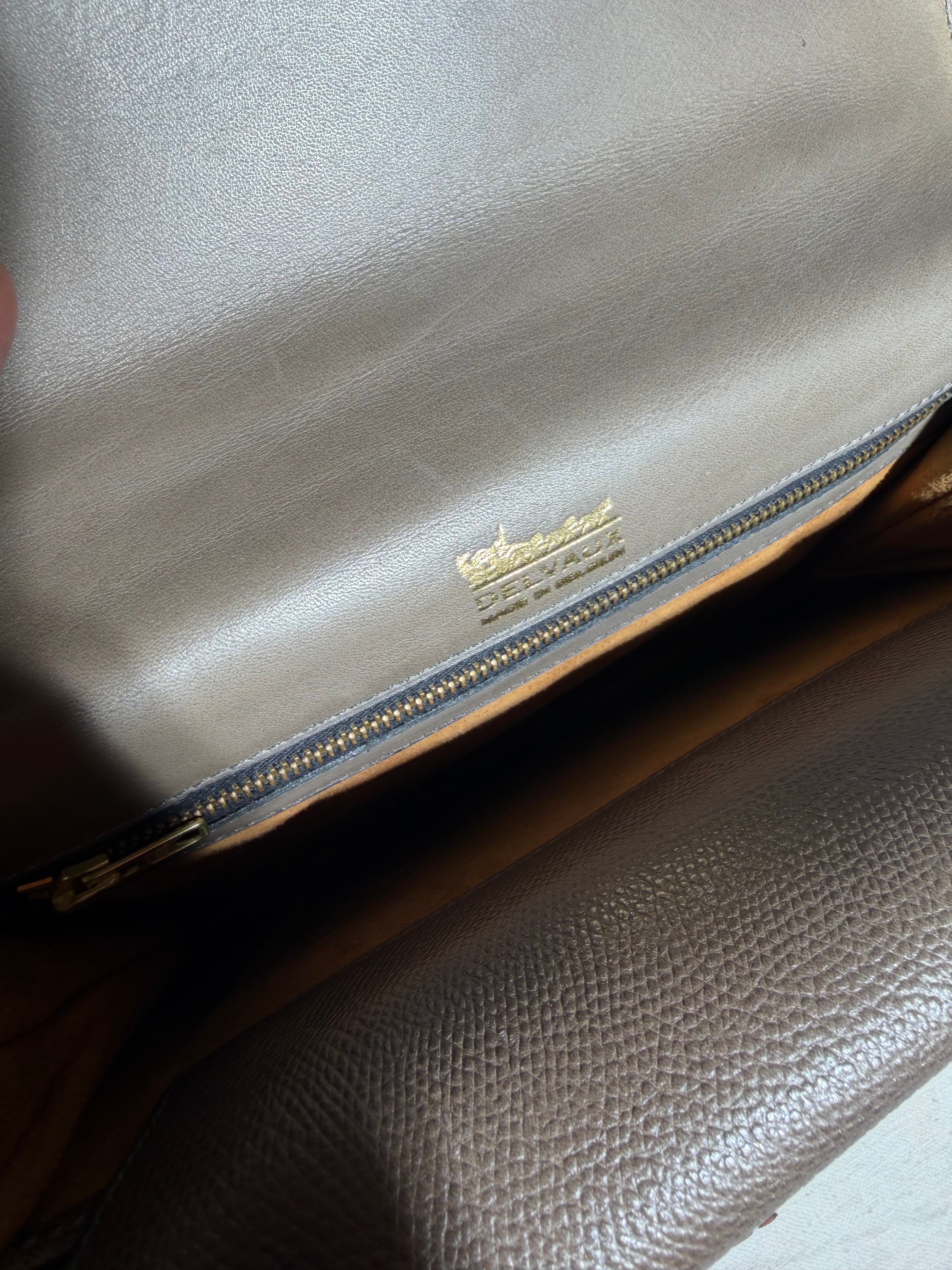 Vintage Delvaux Two-Tone Leather Handbag with Gold Hardware