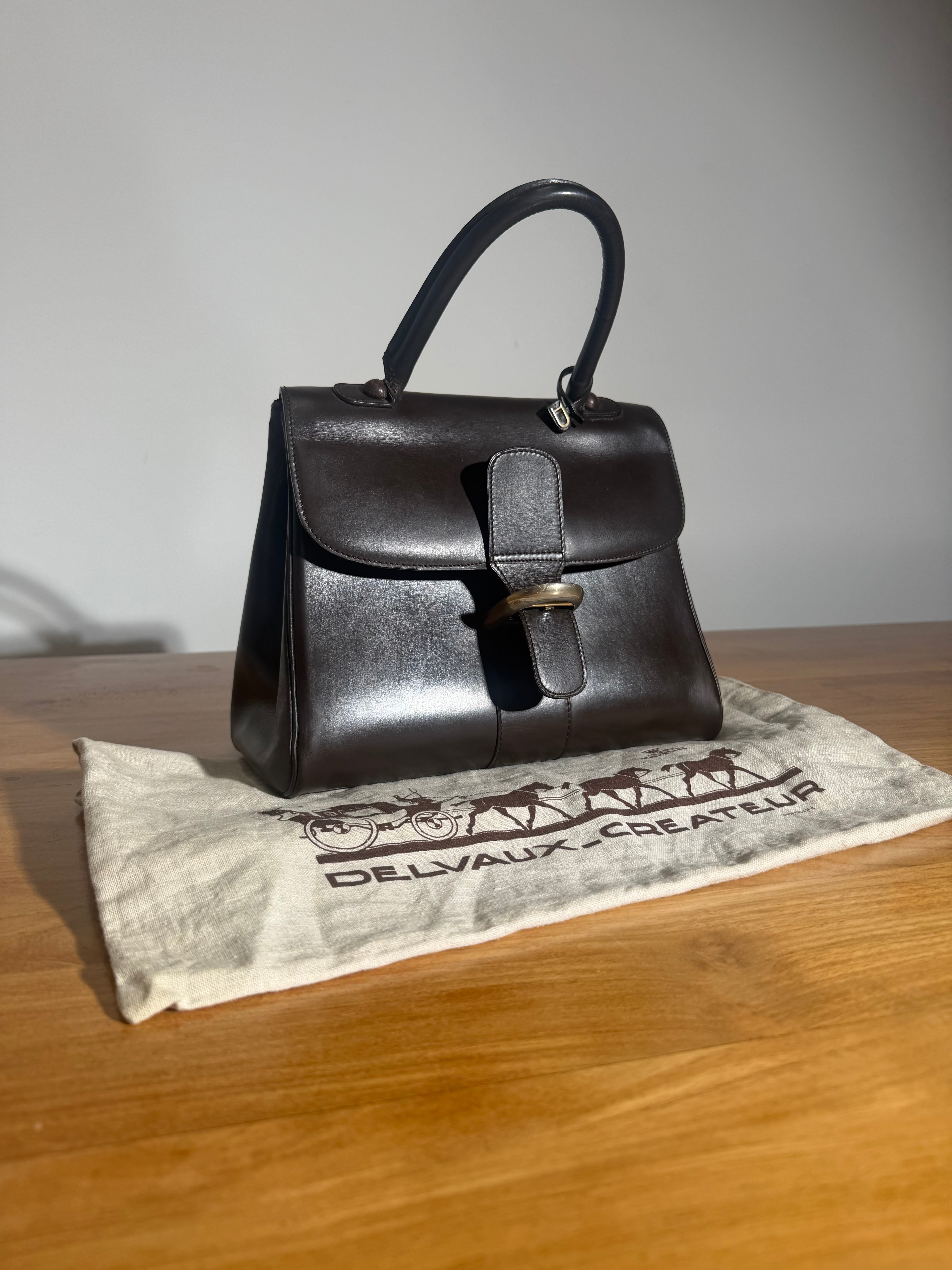 Delvaux Brillant MM Handbag – Chocolate Brown Leather