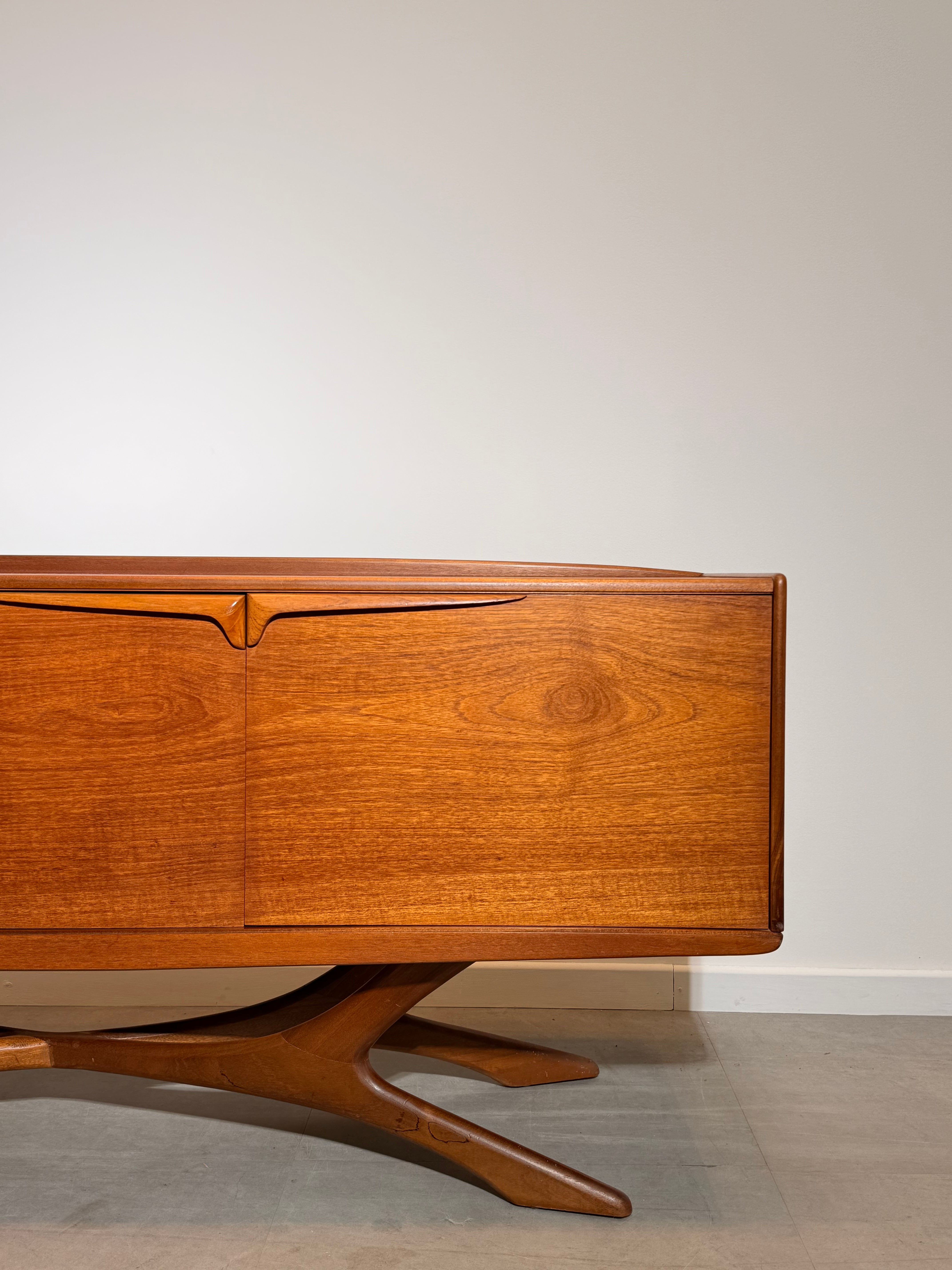 Vintage Beithcraft Teak Sideboard by Val Rossi with Sculptural Base