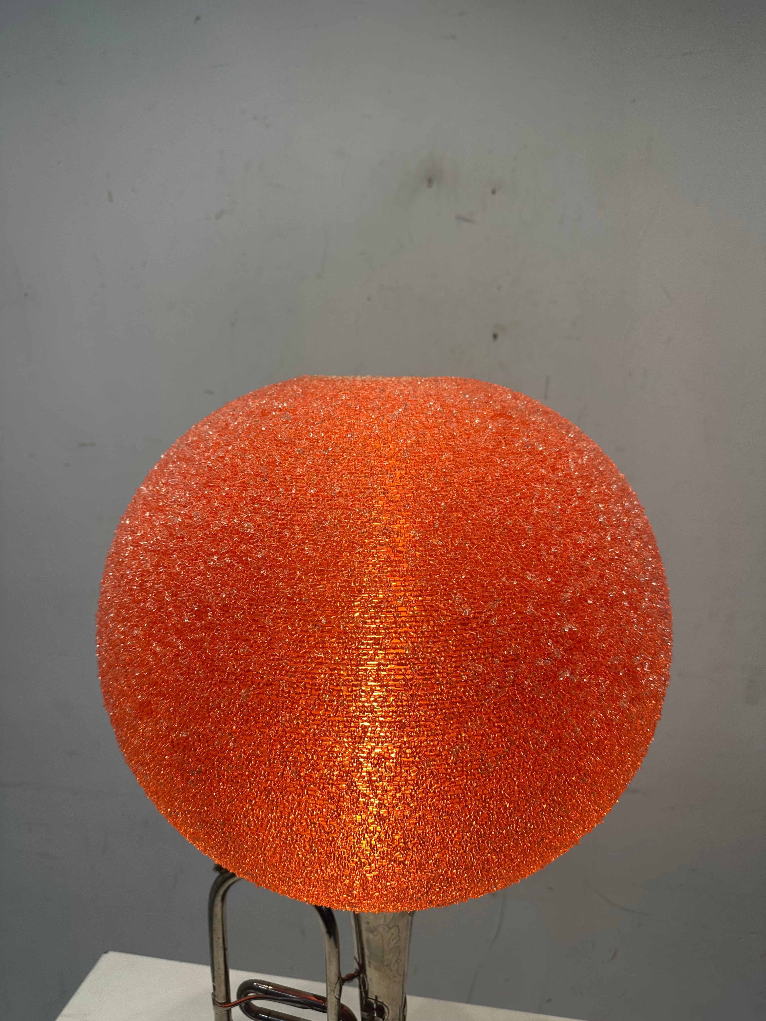 Vintage Trumpet Table Lamp with Orange Glass Globe