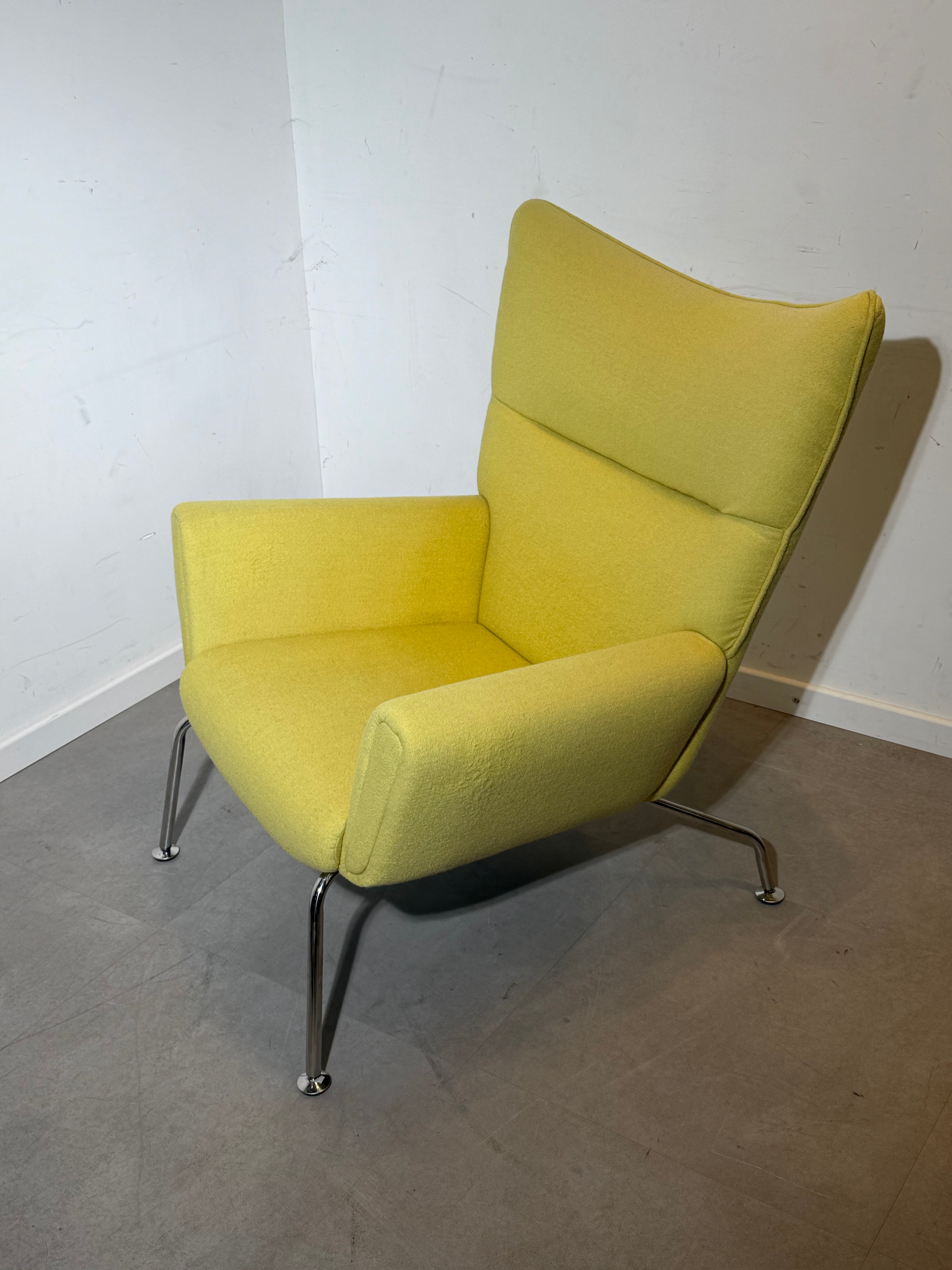 High-Back Lounge Chair in Fresh Yellow Fabric