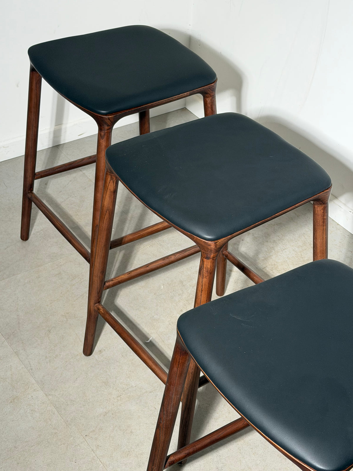 “Nikko” Bar Chair – Walnut Finish & Black Leather