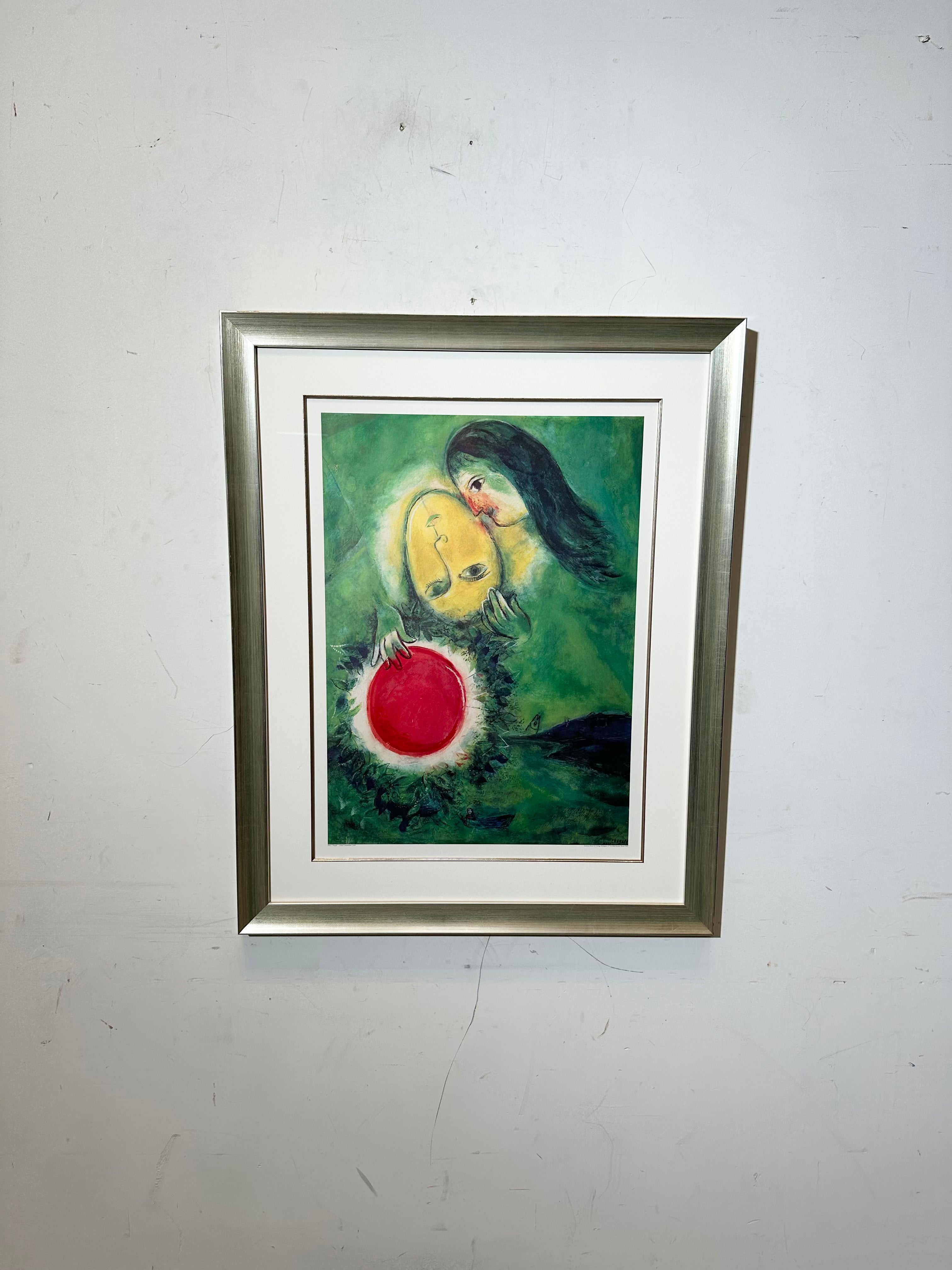 Marc Chagall "Lovers with Red Sun" Framed Print
