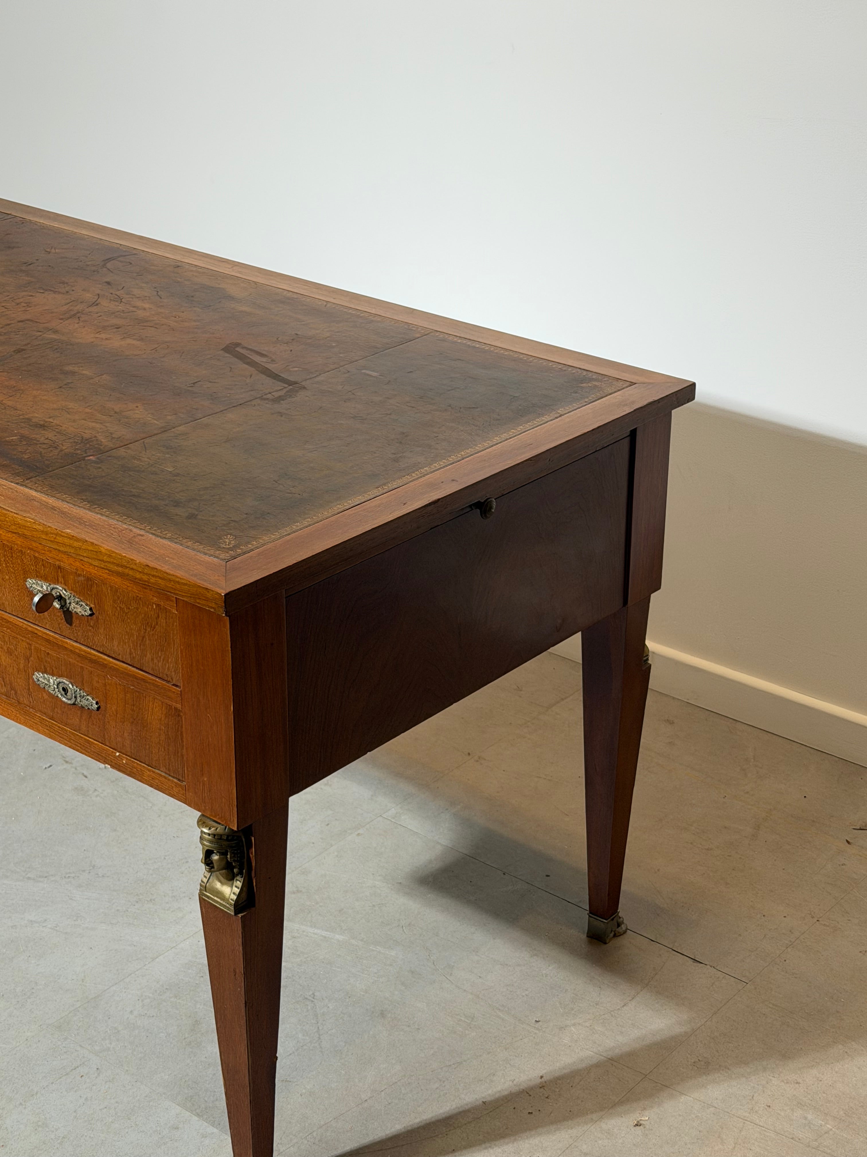 French Empire Style Executive Desk with Leather Top