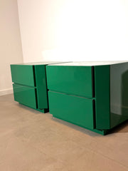 Emerald Green Lacquered Nightstands – Set of 2