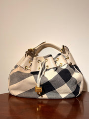 Burberry Nova Check Drawstring Hobo Bag
