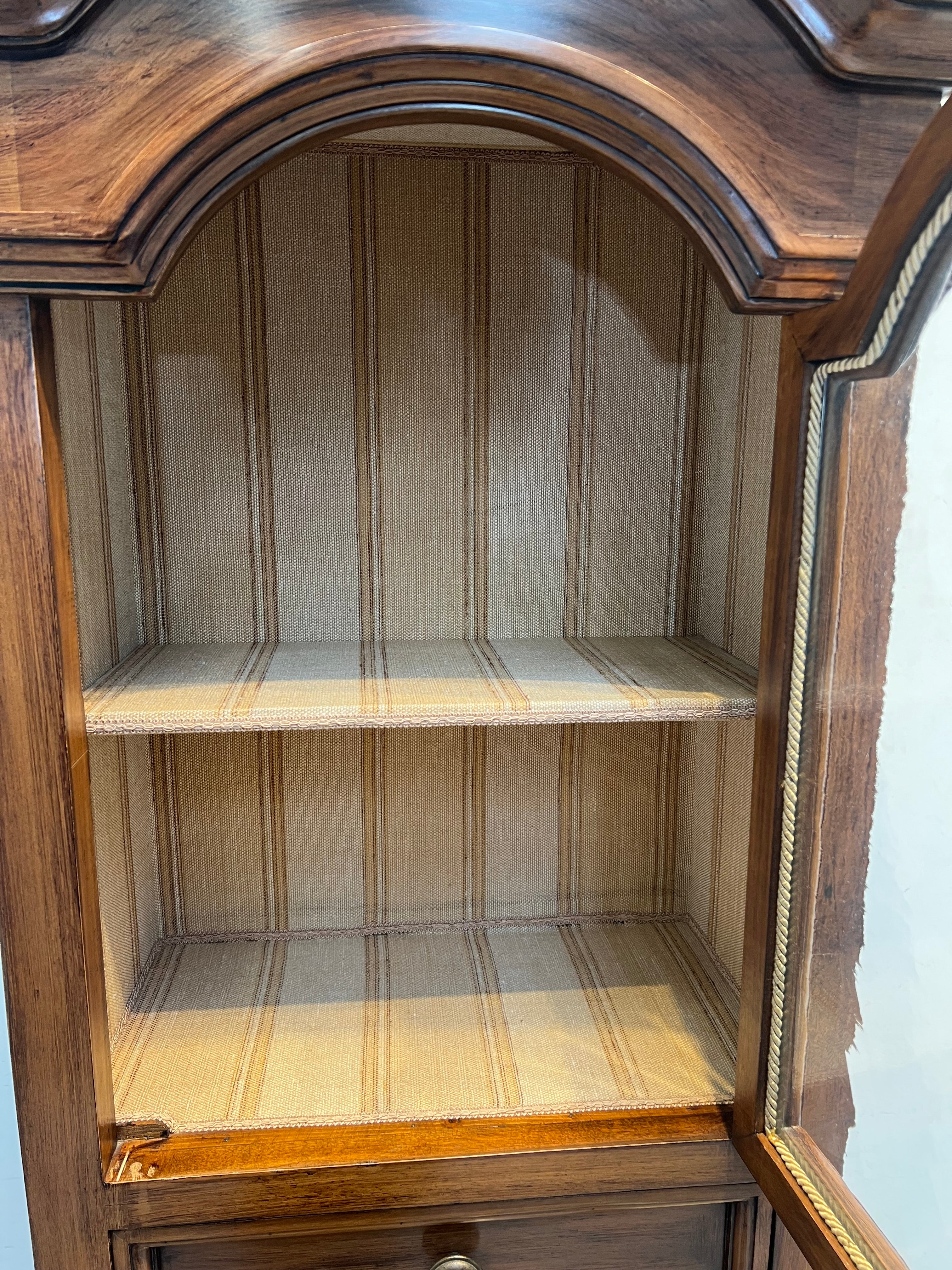 Antique Wooden Cabinet with Vitrine Top