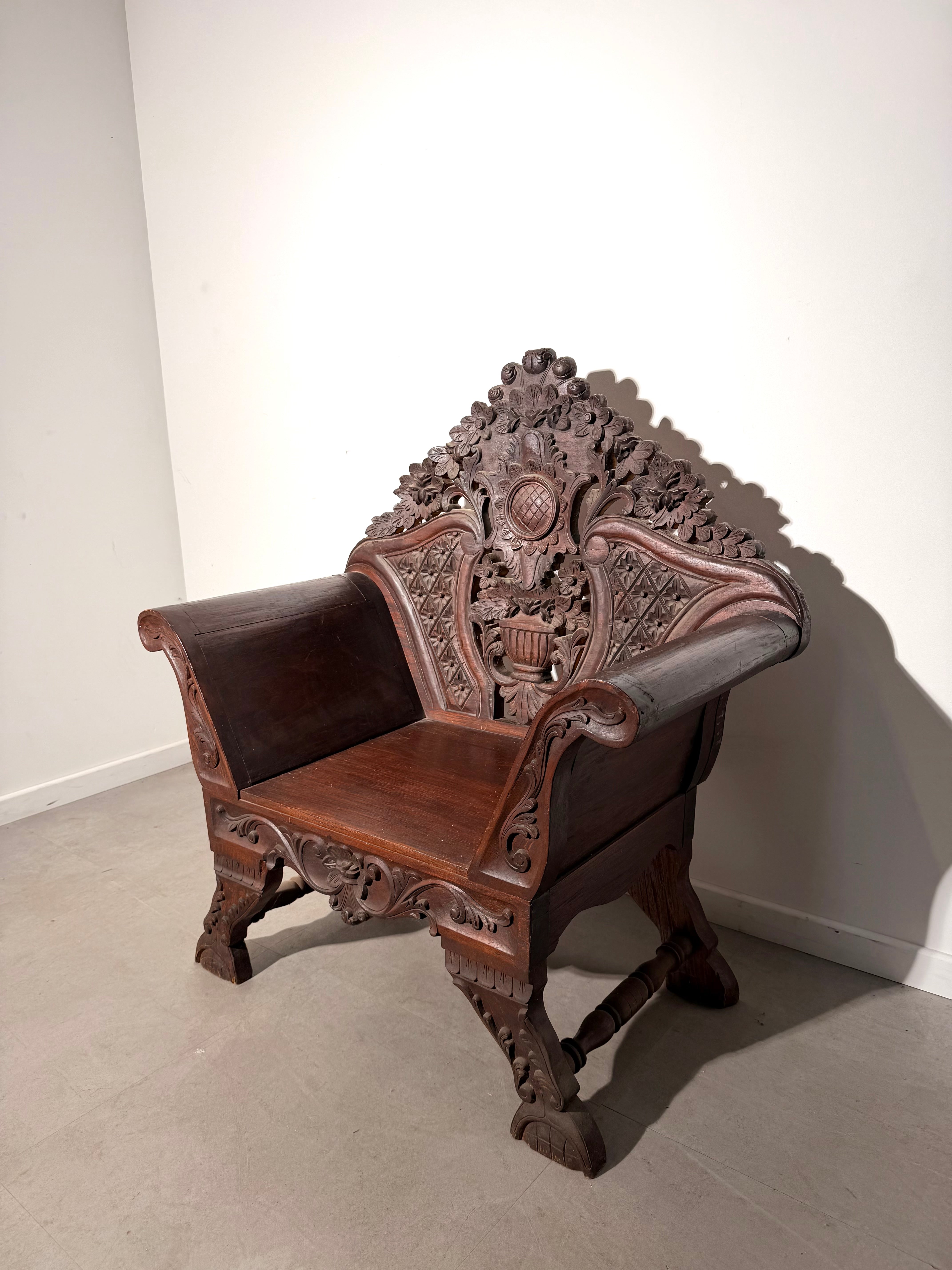 Antique Hand-Carved Colonial Armchair