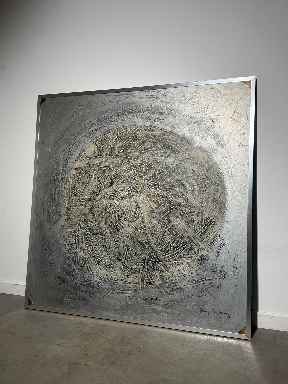 Large Abstract Oil on Panel, Signed Persoons – 122 × 122 cm