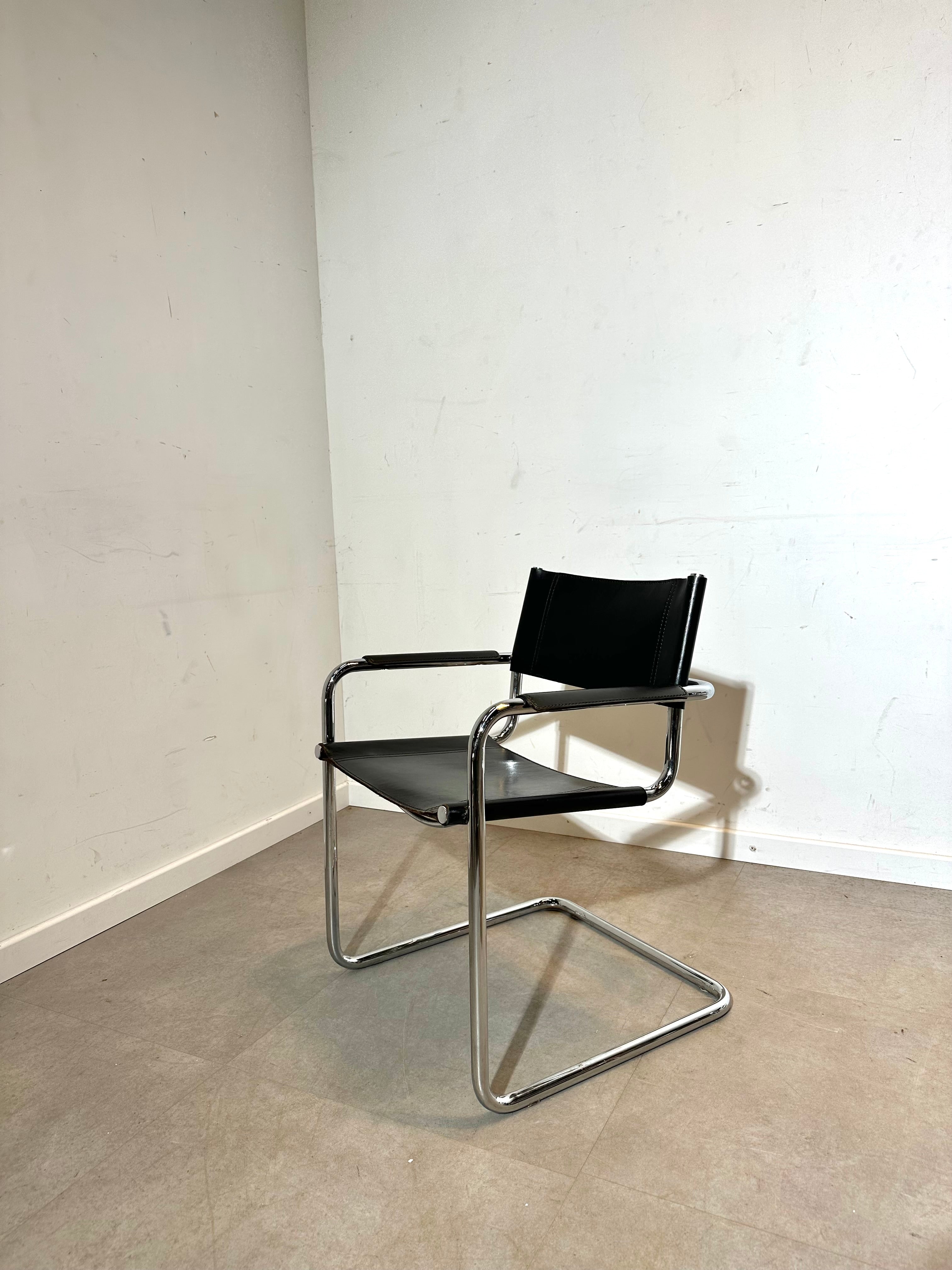 Marcel Breuer “Cesca” Style Cantilever Black Leather