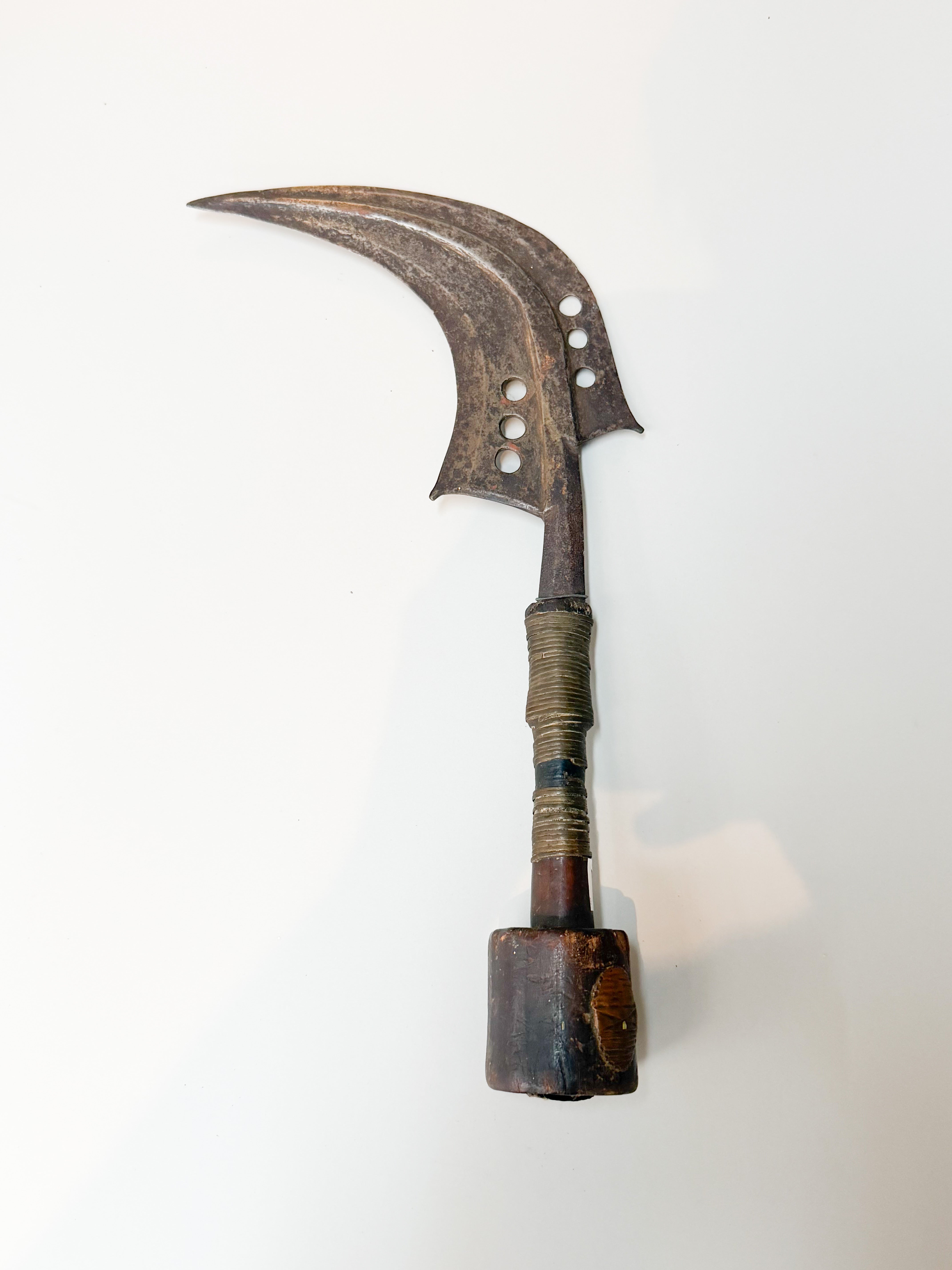 Antique African Ceremonial Sickle Axe – “Trumbash” Mangbetu