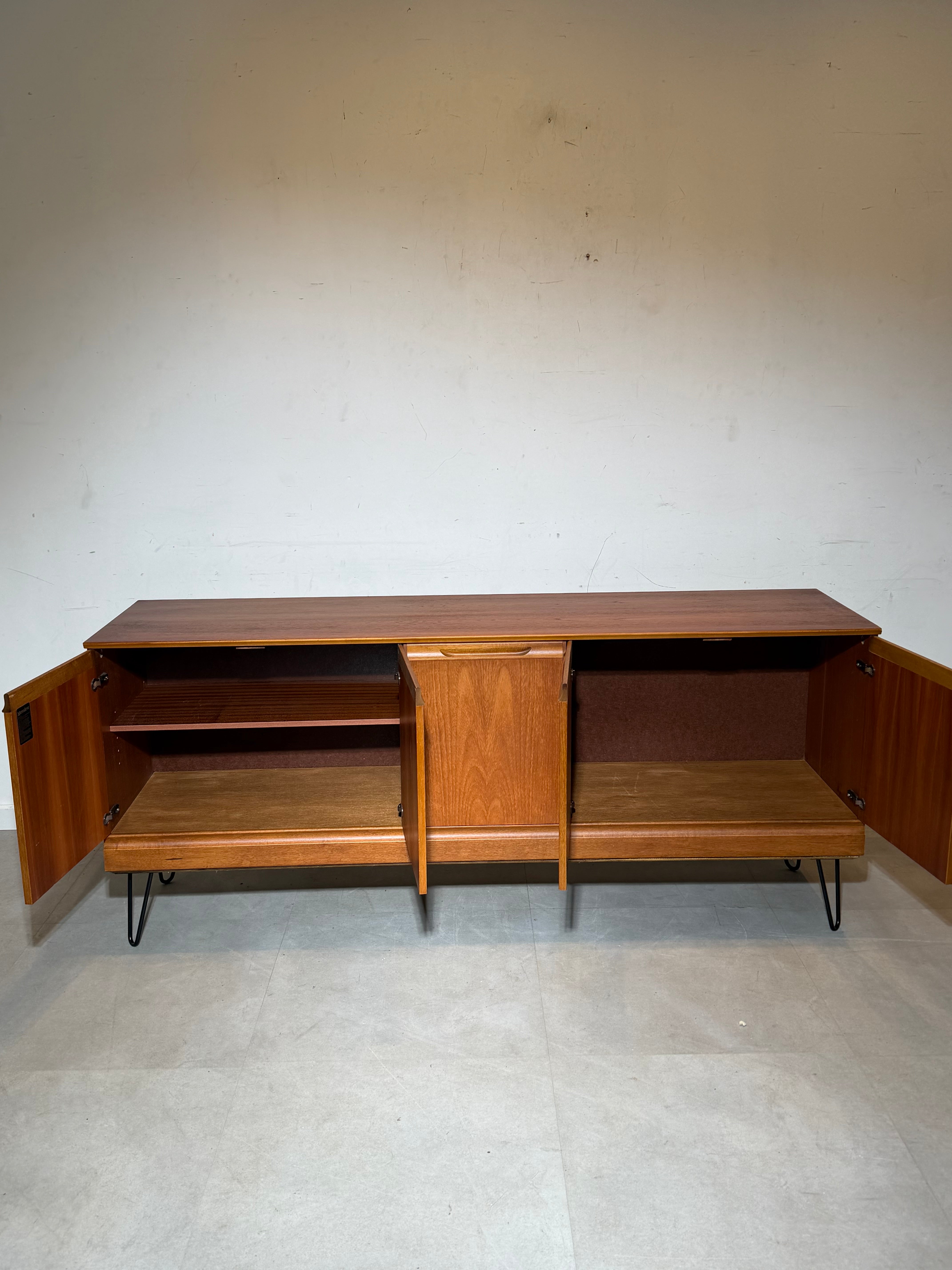 Meredew Teak Sideboard with Hairpin Legs – 5 Doors Mid-Century Modern