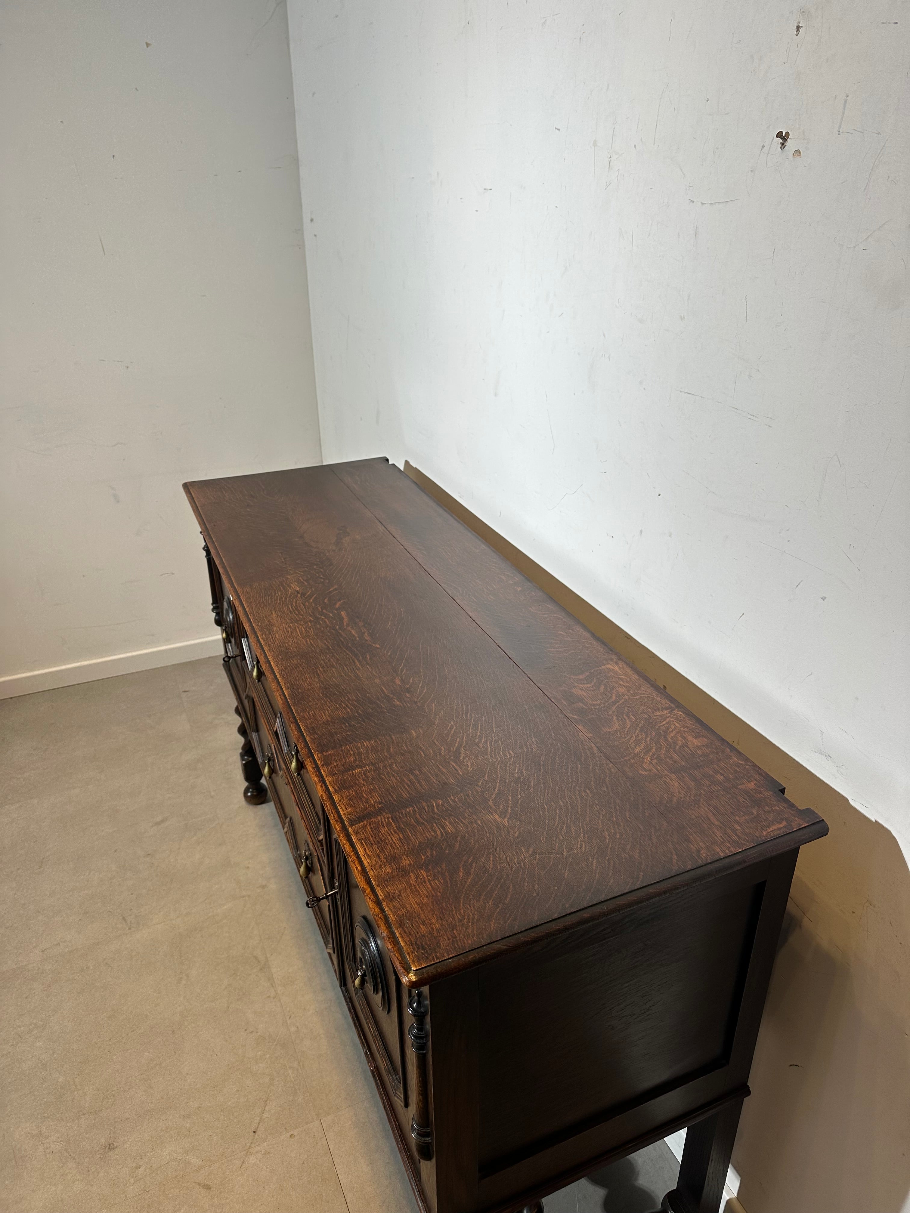 Antique oak sideboard barley twist base