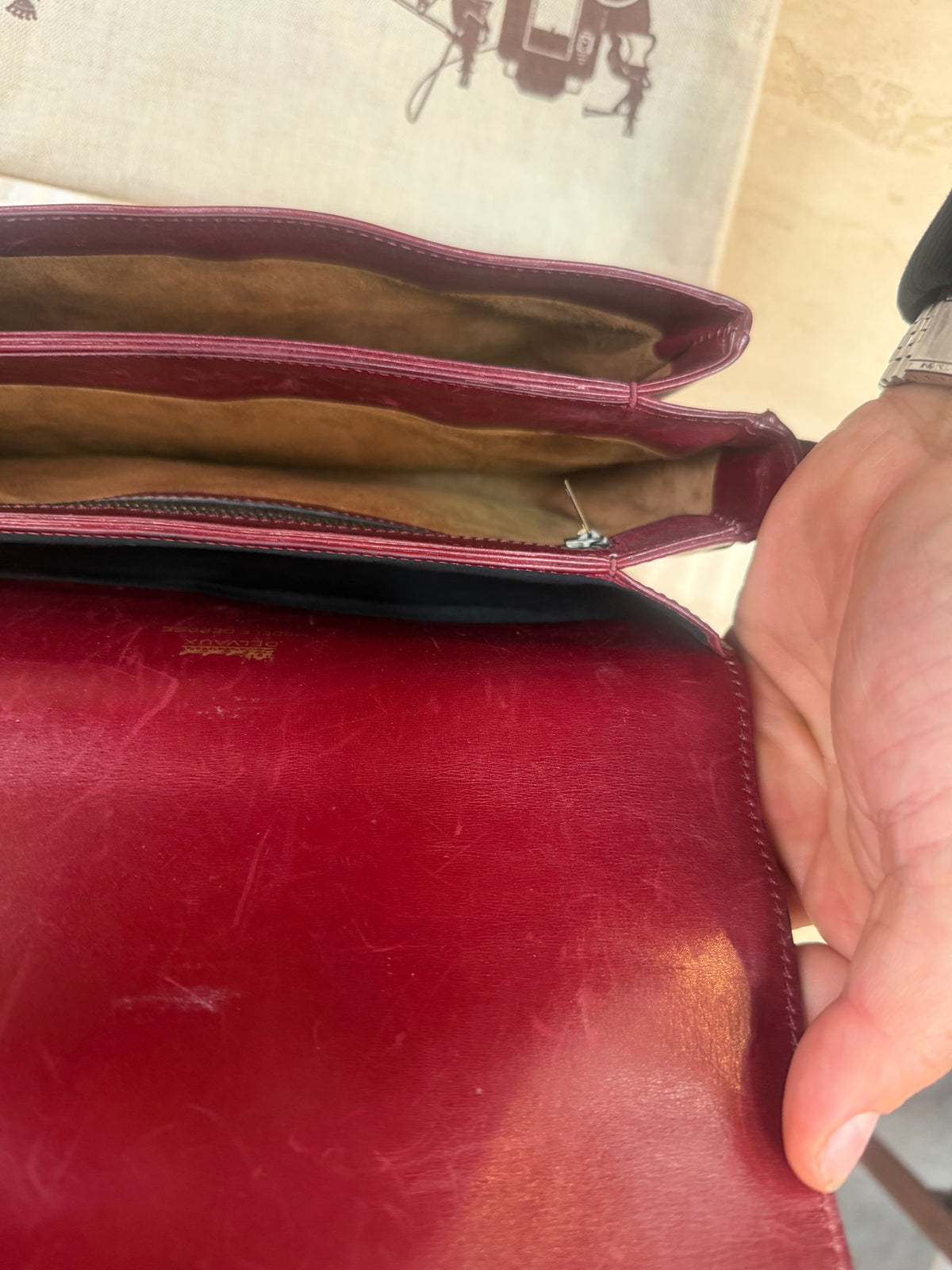 Vintage Delvaux Burgundy Leather Shoulder Bag – With Dust Bag & Certificate
