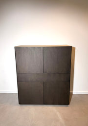 Contemporary Wooden Storage Cabinet with Glass Top