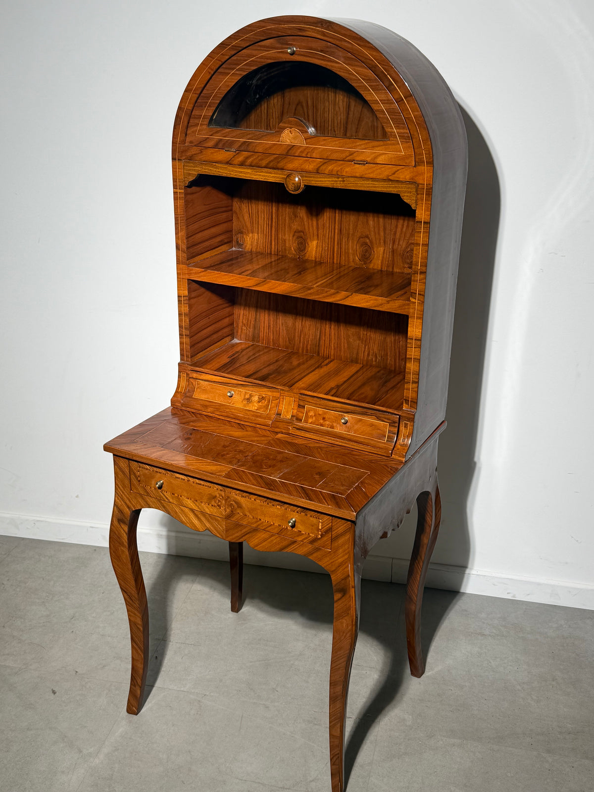 Antique English Marquetry Writing Desk / Secretary