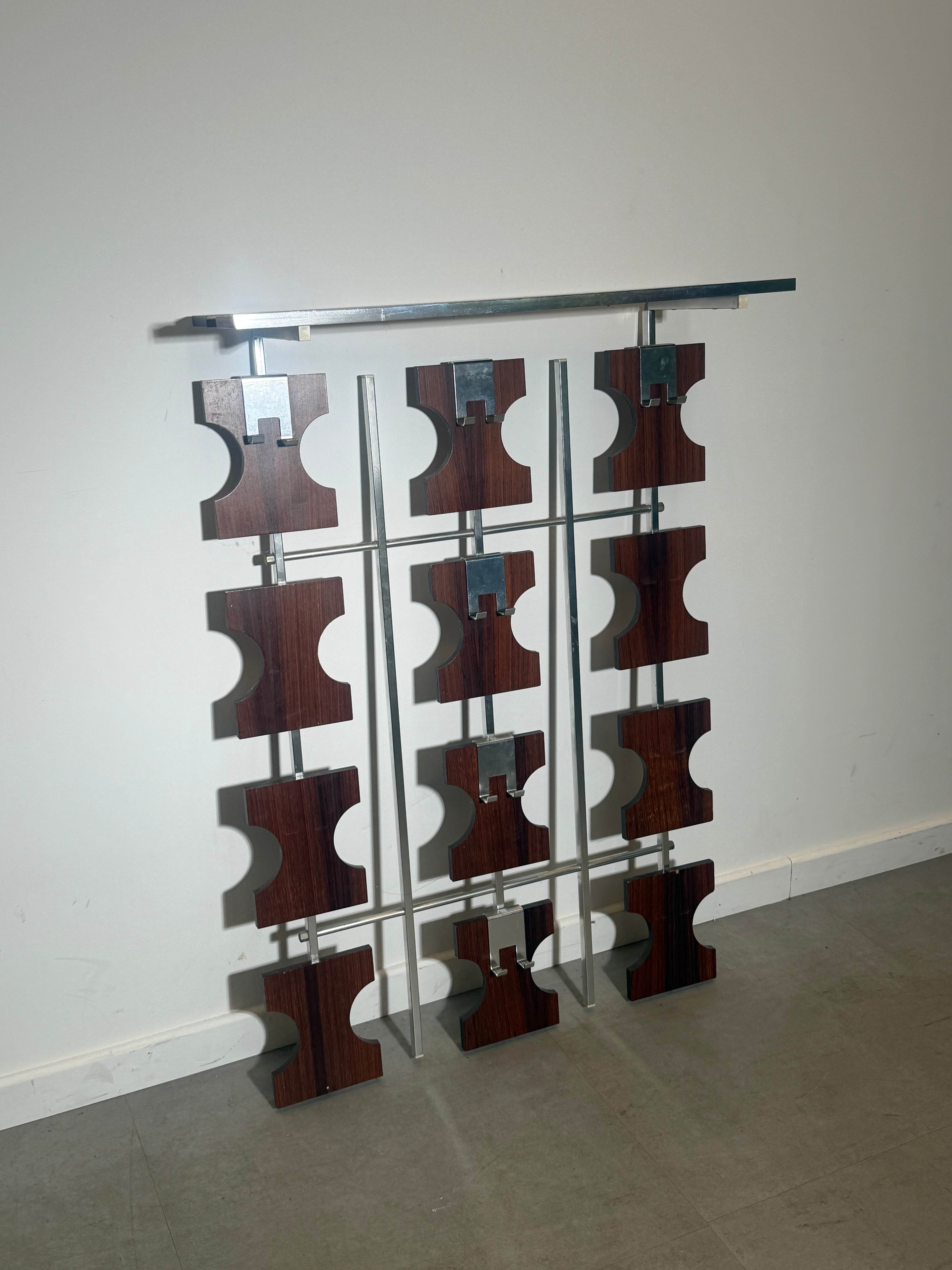 Vintage West German Rosewood & Chrome Coat Rack – 1960s/70s
