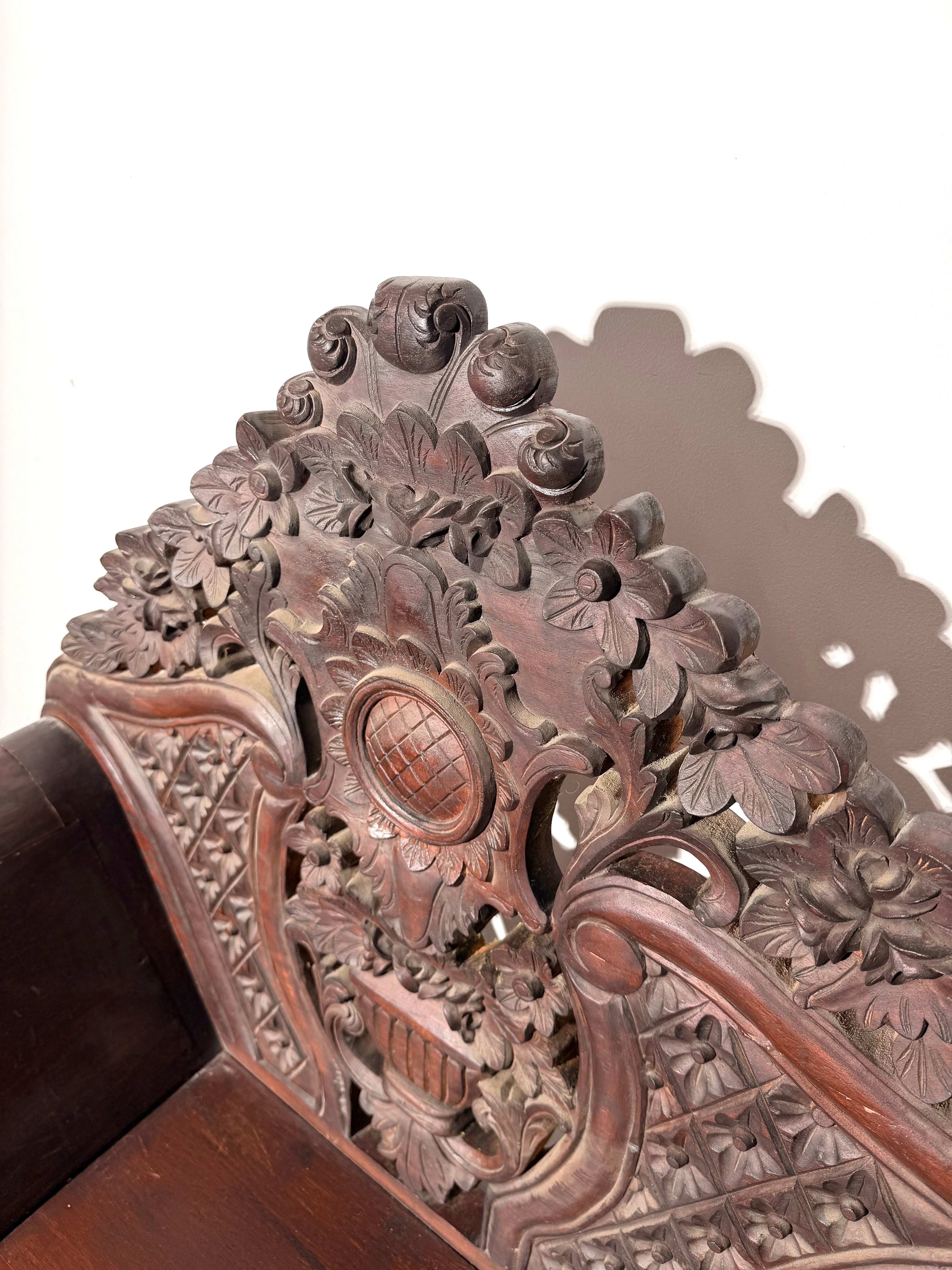 Antique Hand-Carved Colonial Armchair