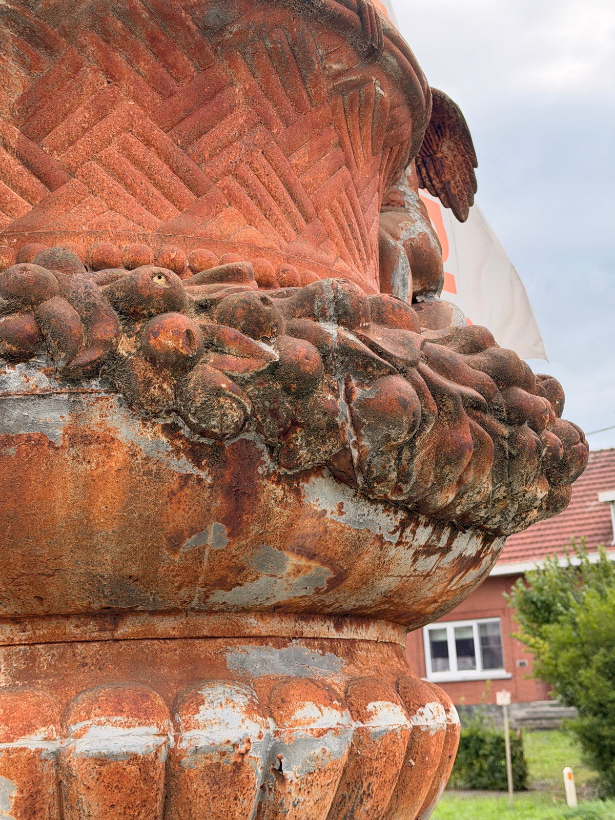 Monumental Cast Iron Garden Urn with Cherubs & Lions. Sold Separately!