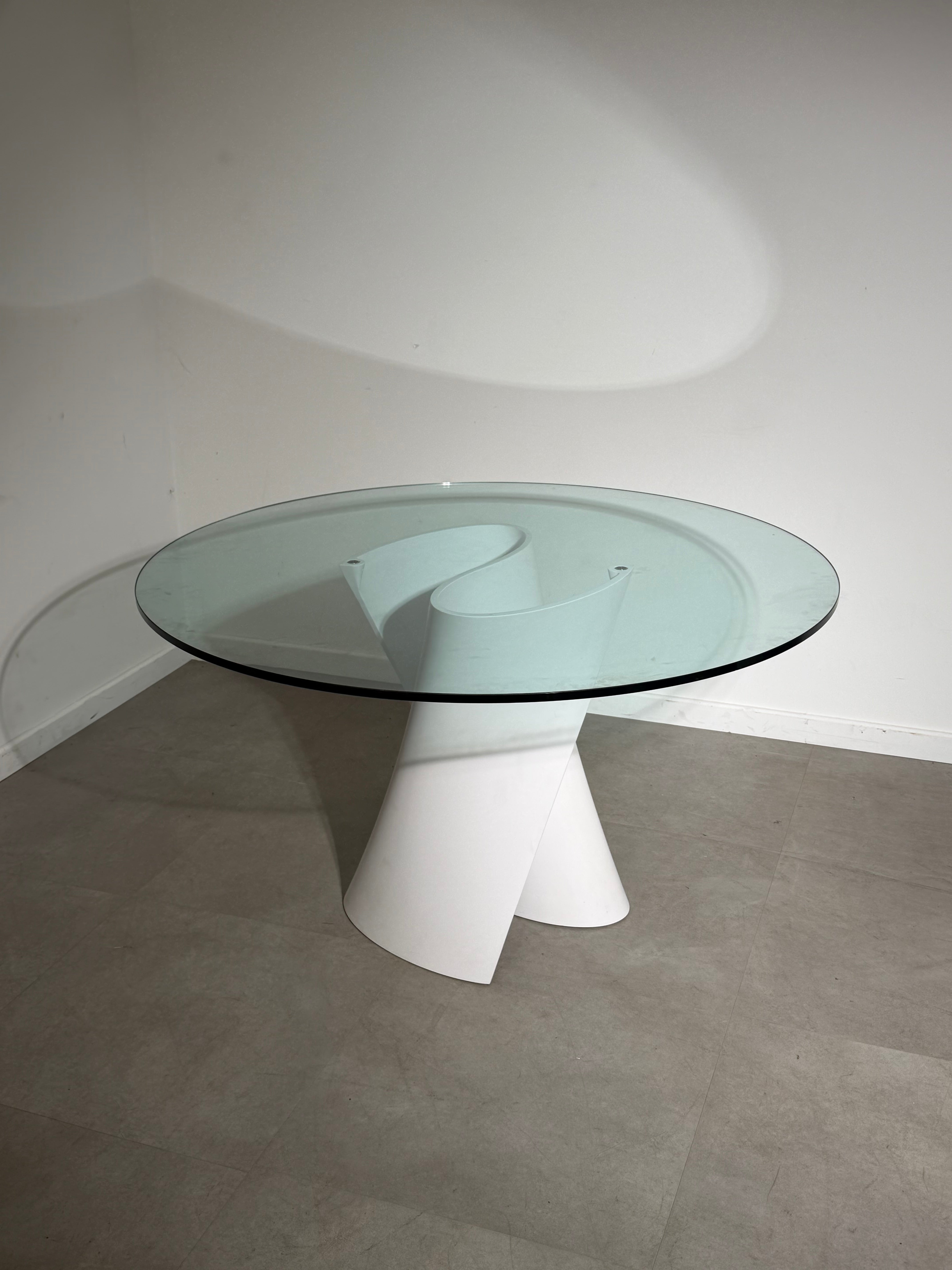 MDF Italia S Table by Xavier Lust – White Cristalplant & Glass