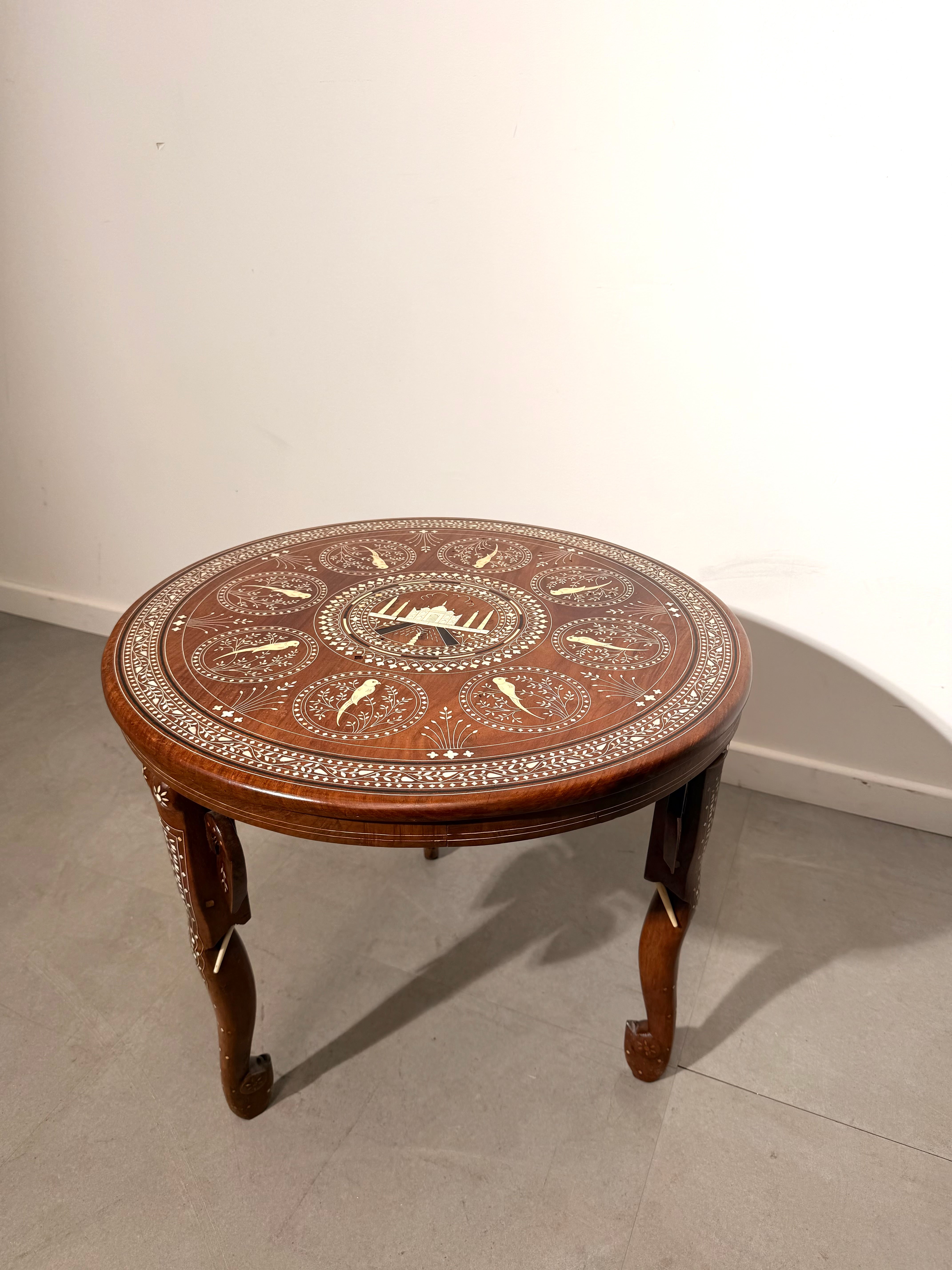 Indian Inlaid Round Side Table