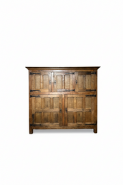 Antique Rustic Oak Cabinet Brutalist