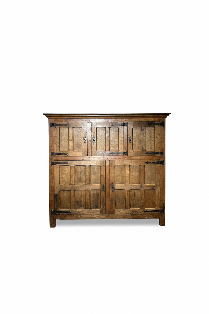 Antique Rustic Oak Cabinet Brutalist