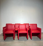 Set of 6 Red Armchairs