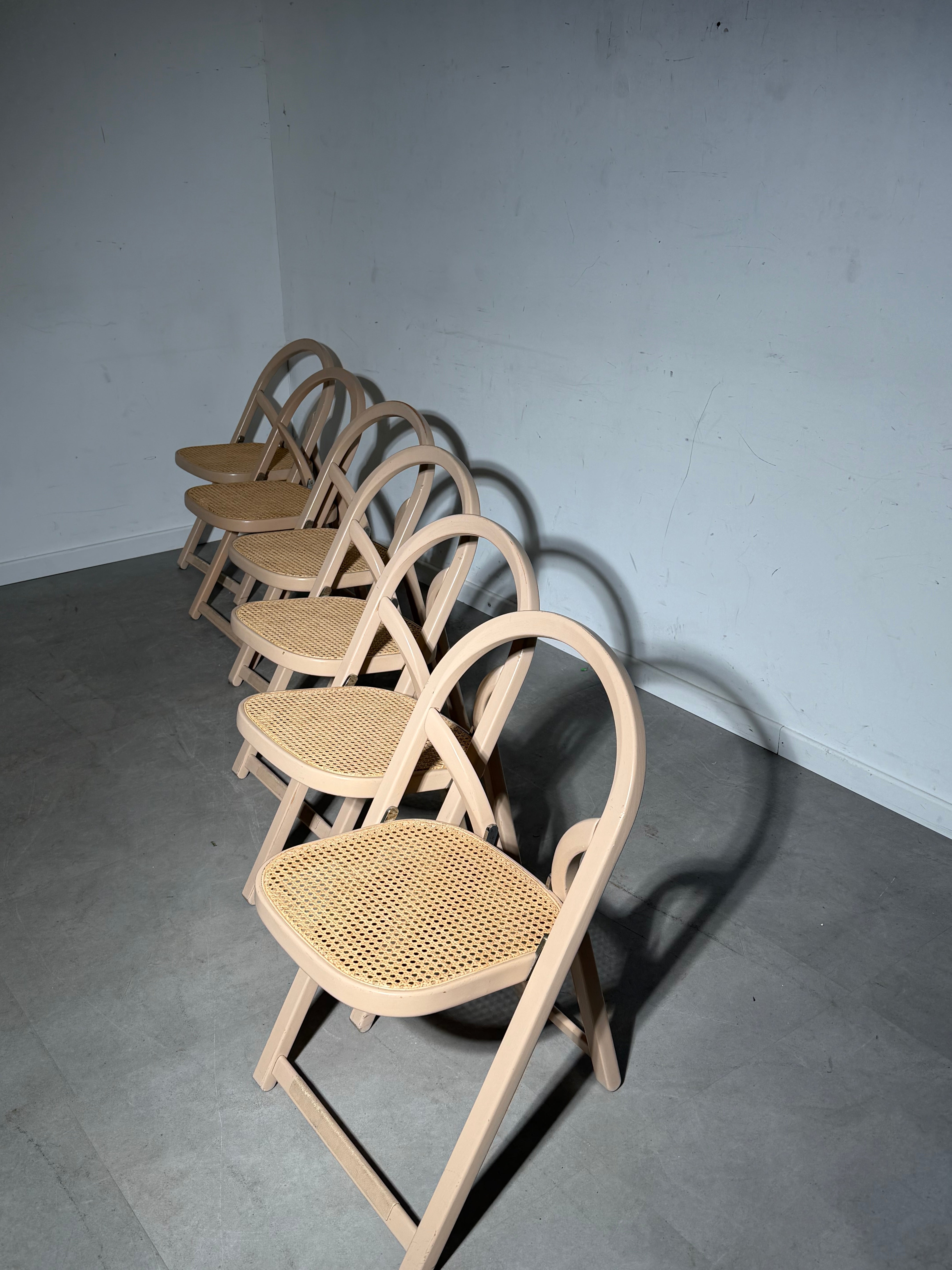 Set of six foldable “Arca” chairs by Gigi Sabadin for Crassevig