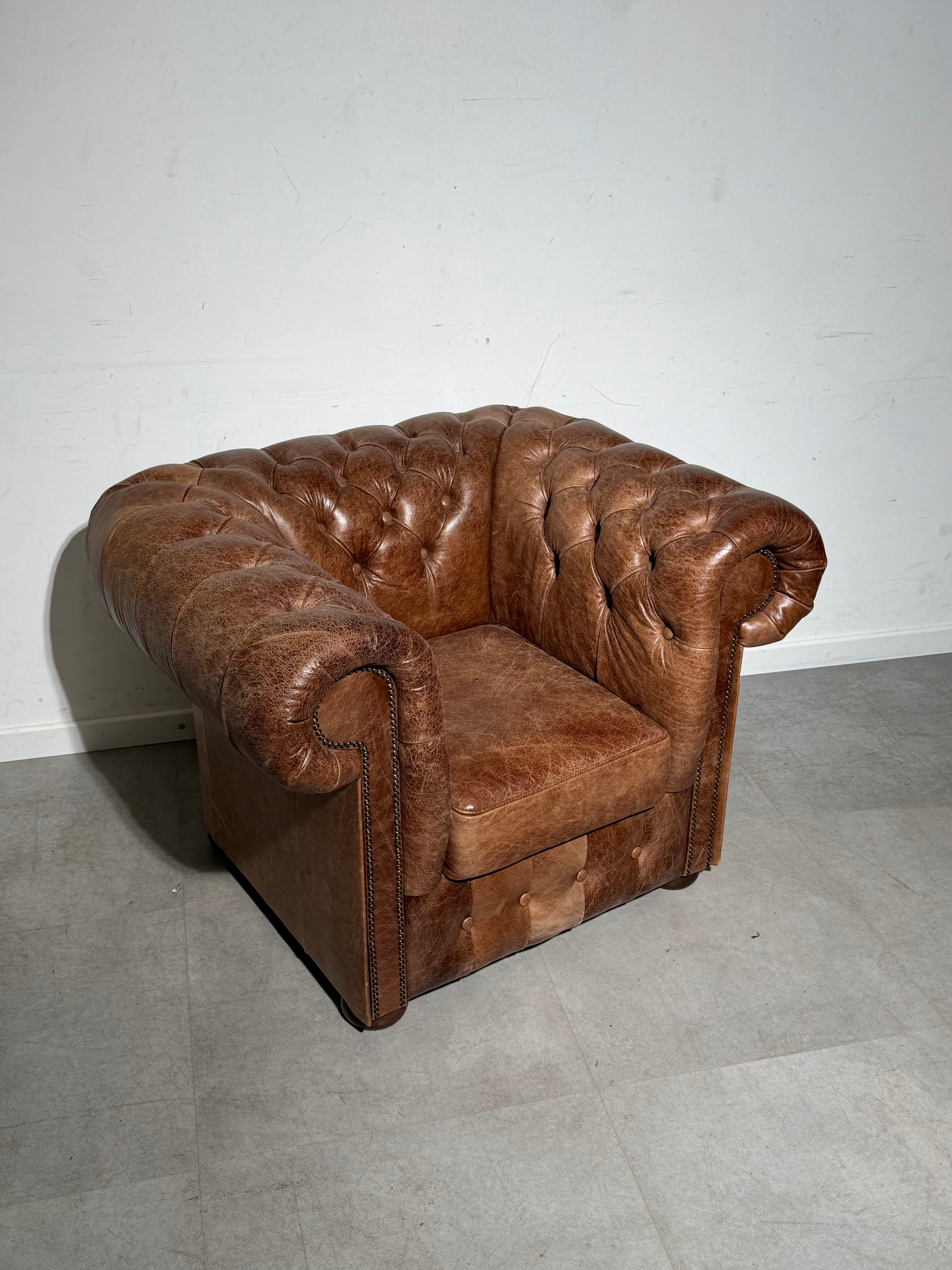 Vintage Chesterfield Club Chair in Cognac Leather