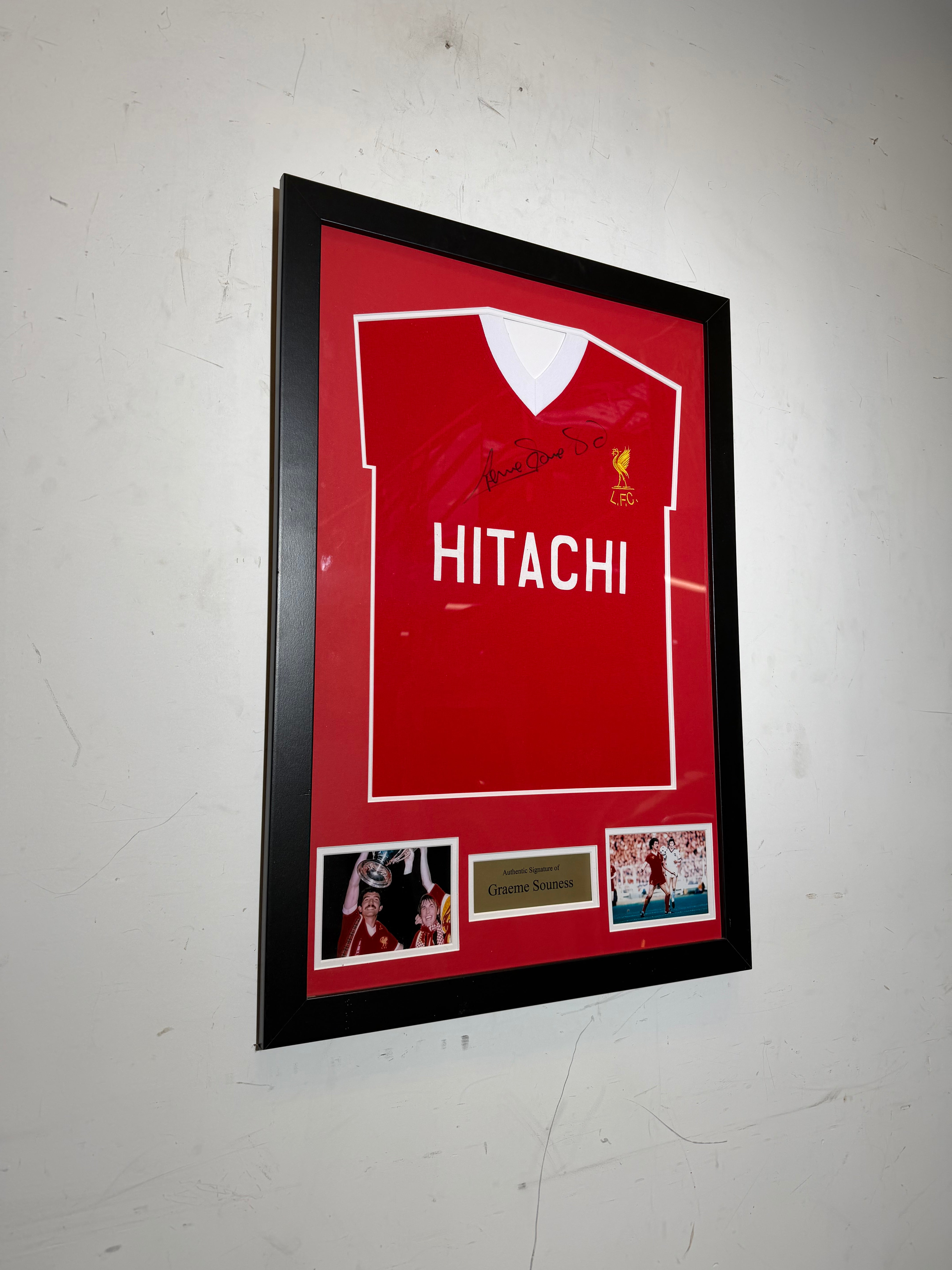 Liverpool FC Signed Jersey – Graeme Souness Autograph – 1982 Hitachi Shirt Framed