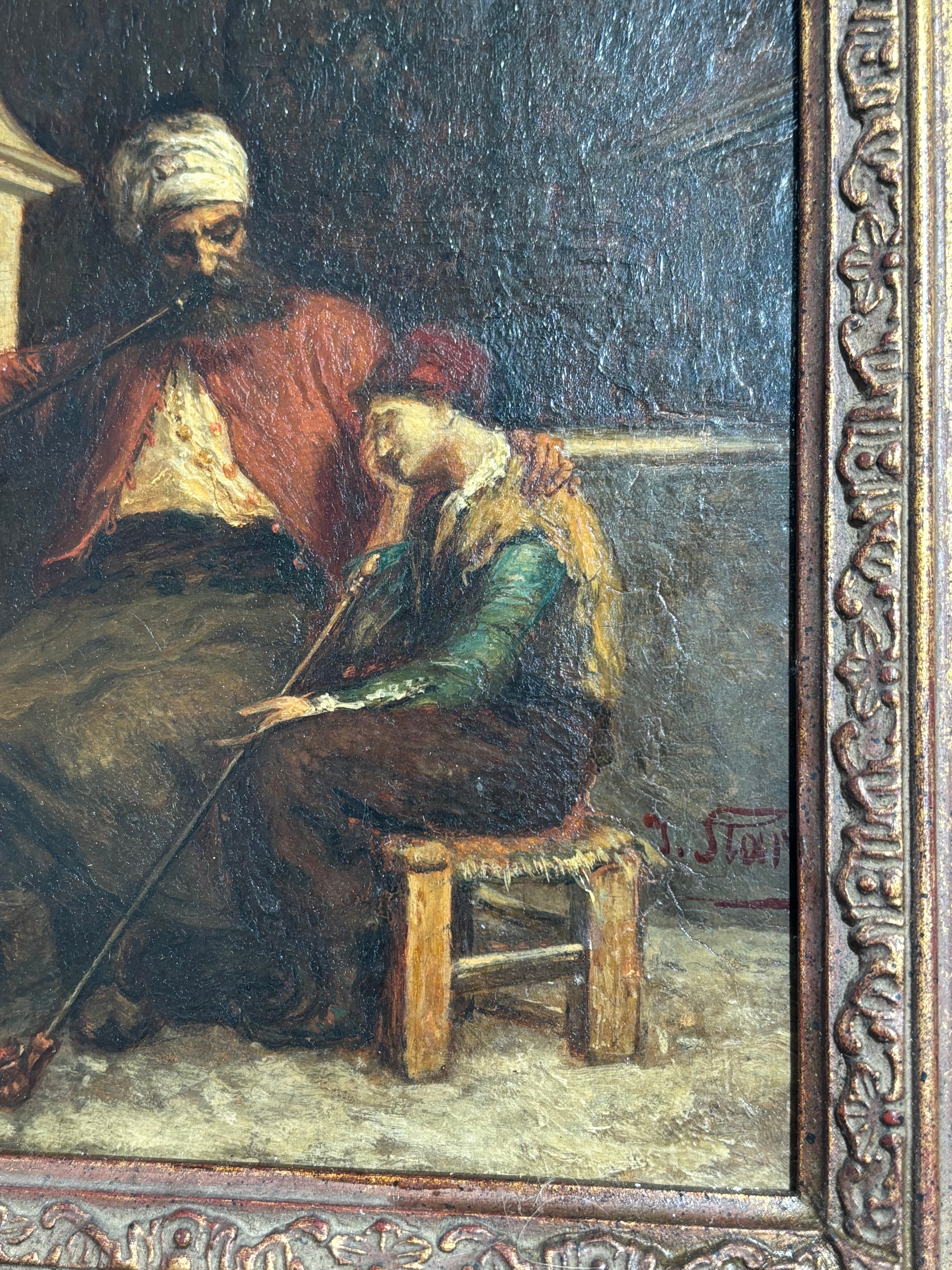 Huile ancienne sur panneau de Julius Joseph Gaspar Starck (1814–1884)