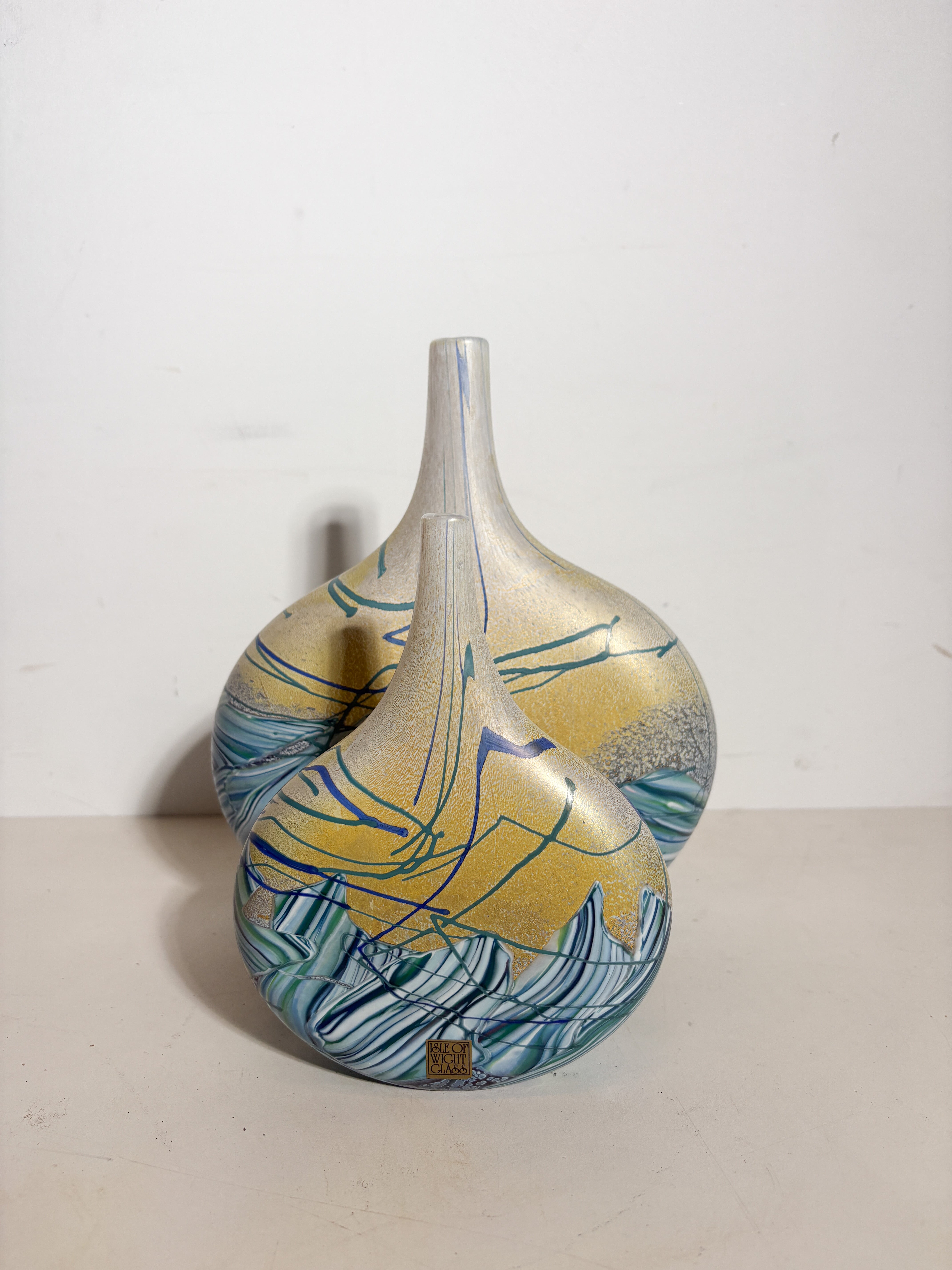 Pair of Isle of Wight blown glass vases by Michael Harris
