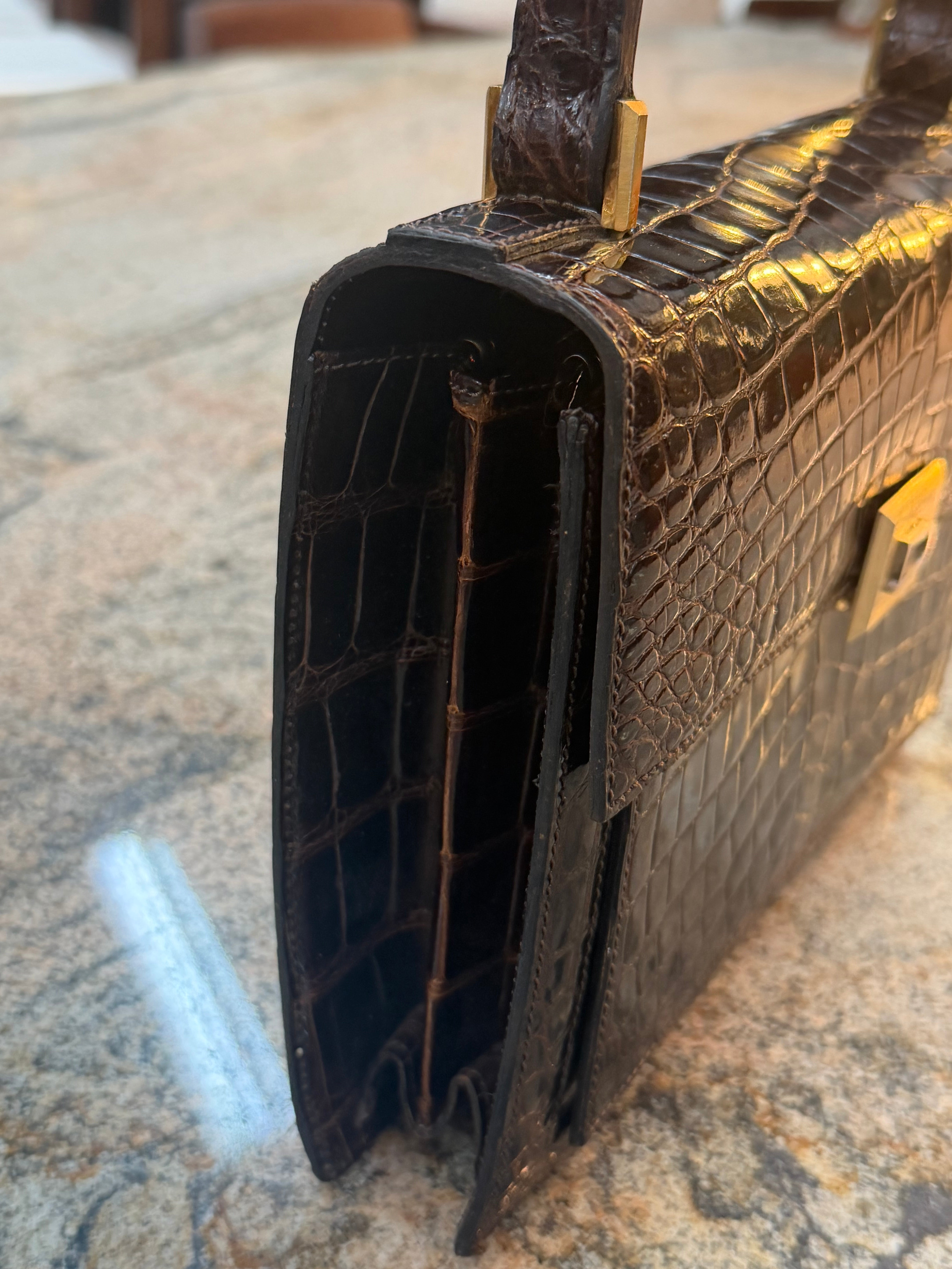 Delvaux Vintage Crocodile Leather Handbag – 1970s