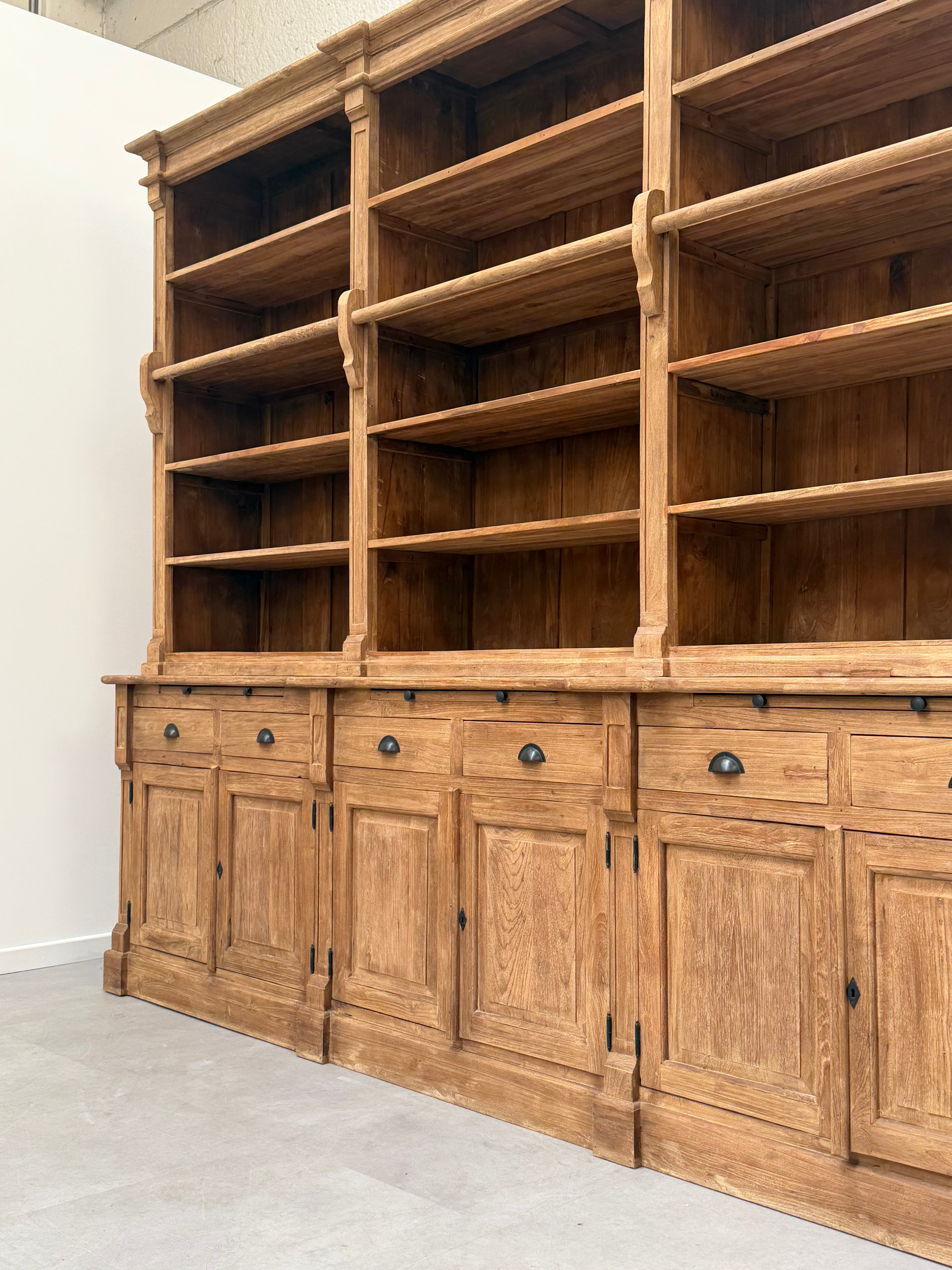 Antique Recycled Teak Bookcase Cabinet – 300 x 55 x 250 cm