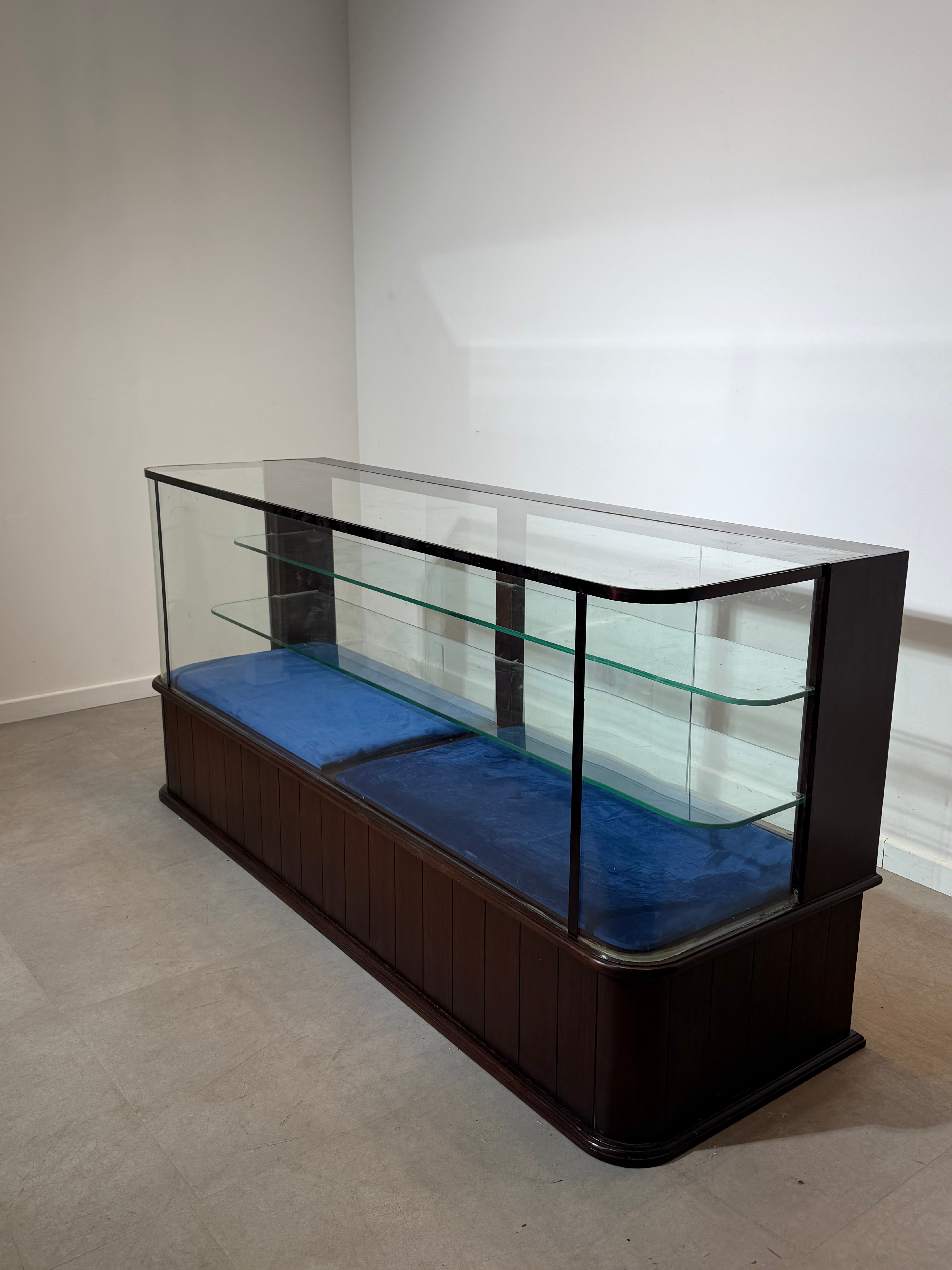 Mahogany Shop Display Cabinet with Sliding Glass Doors