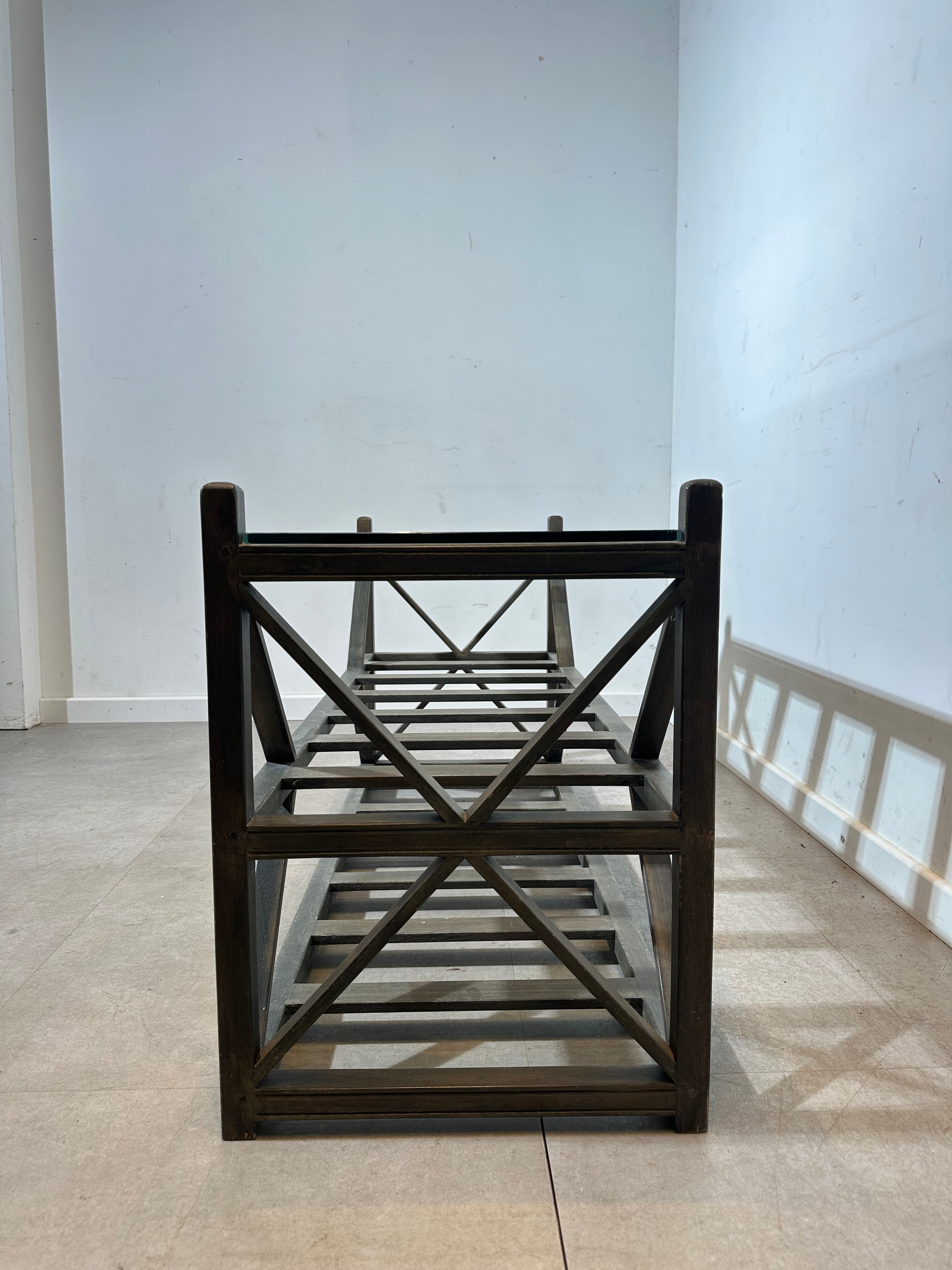 Wooden Console Table with Glass Top