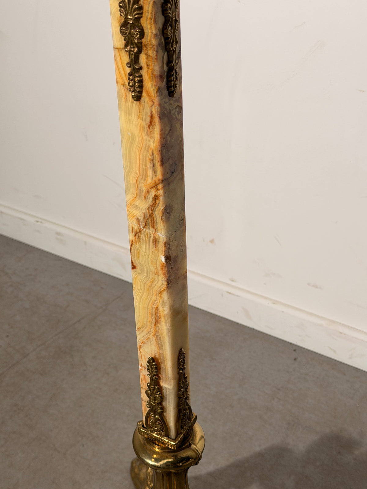 Ornate Brass & Onyx Hall Stand