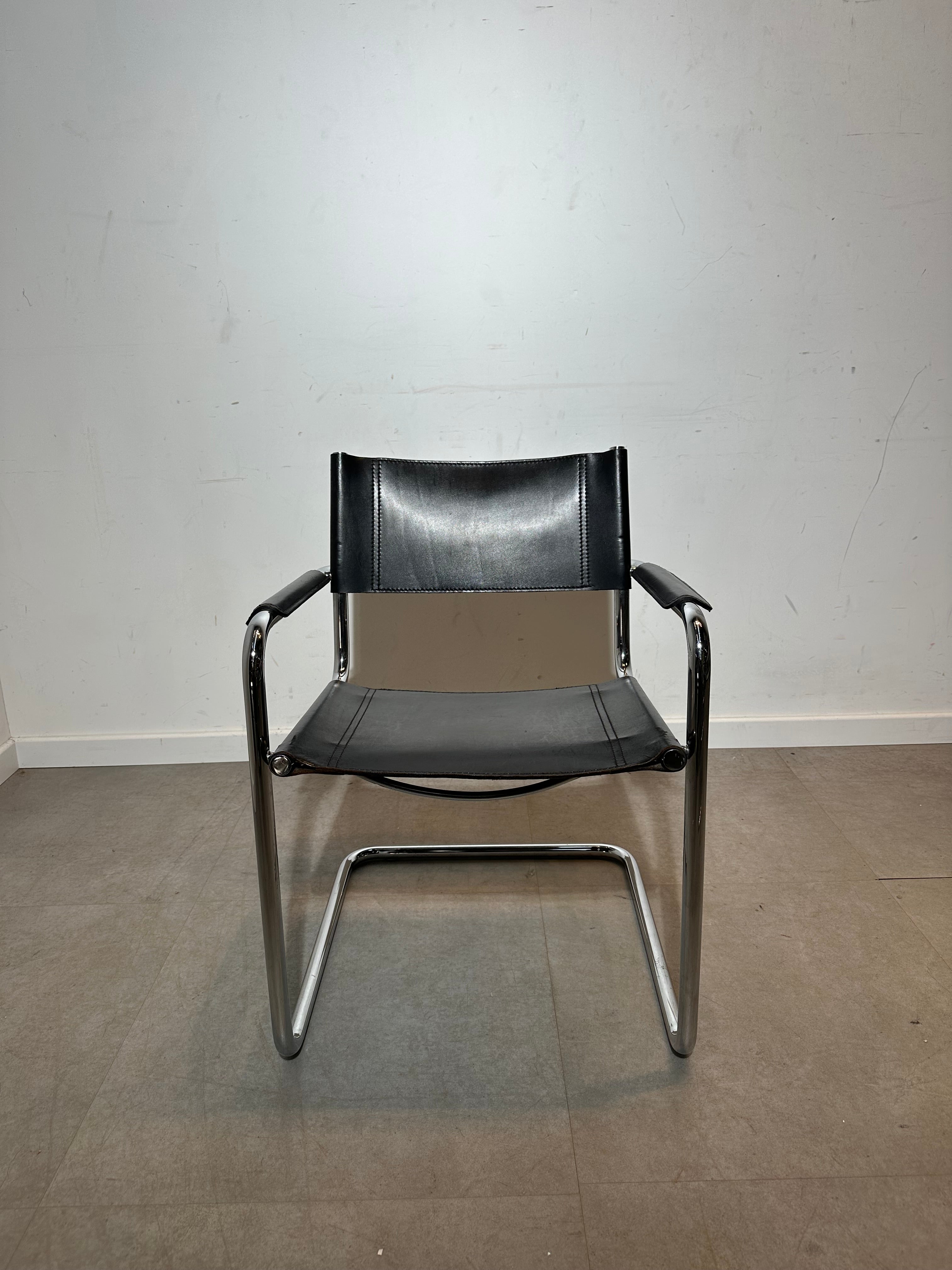 Marcel Breuer “Cesca” Style Cantilever Black Leather