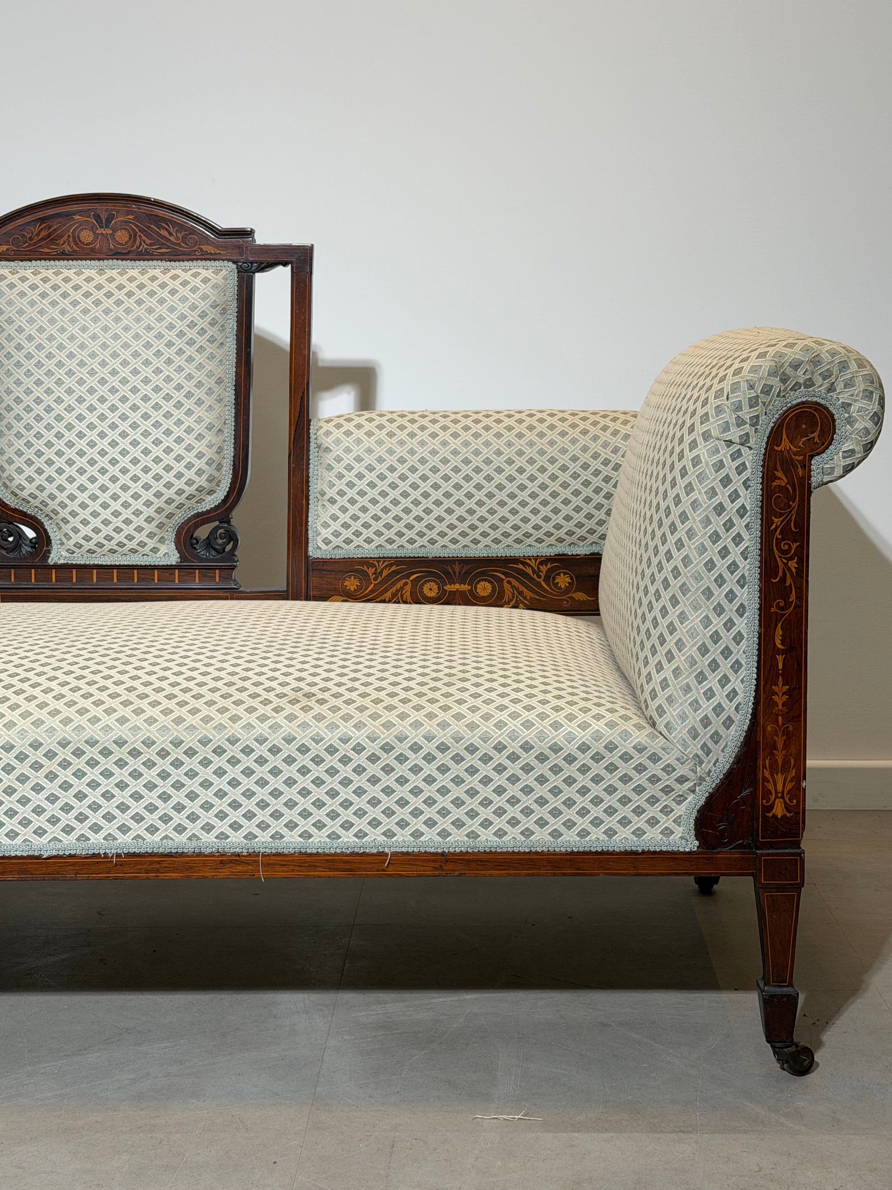 Edwardian Inlaid Mahogany Settee / Window Seat