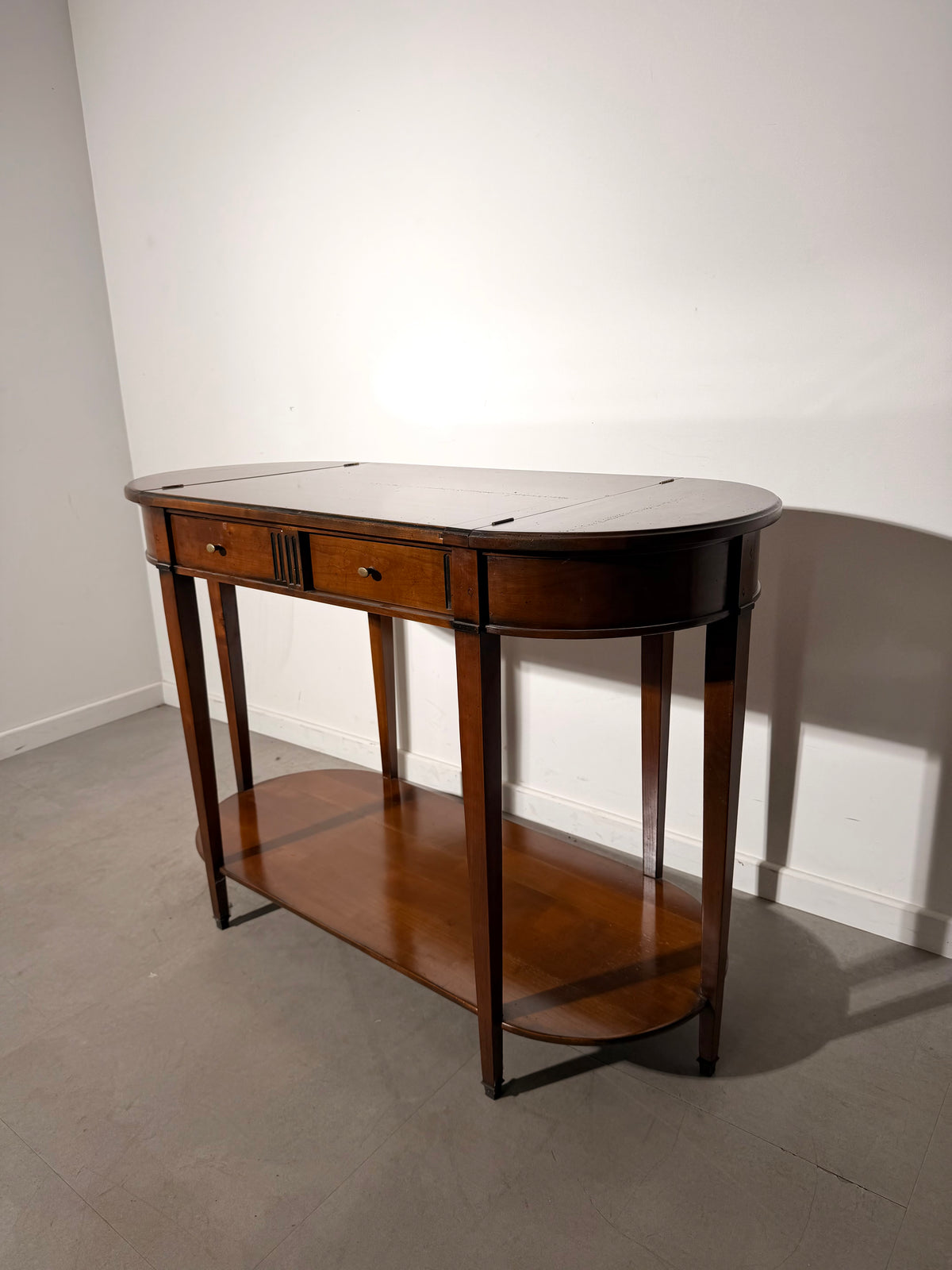 Double-Faced Wooden Console Table with Drawers and Hidden Storage