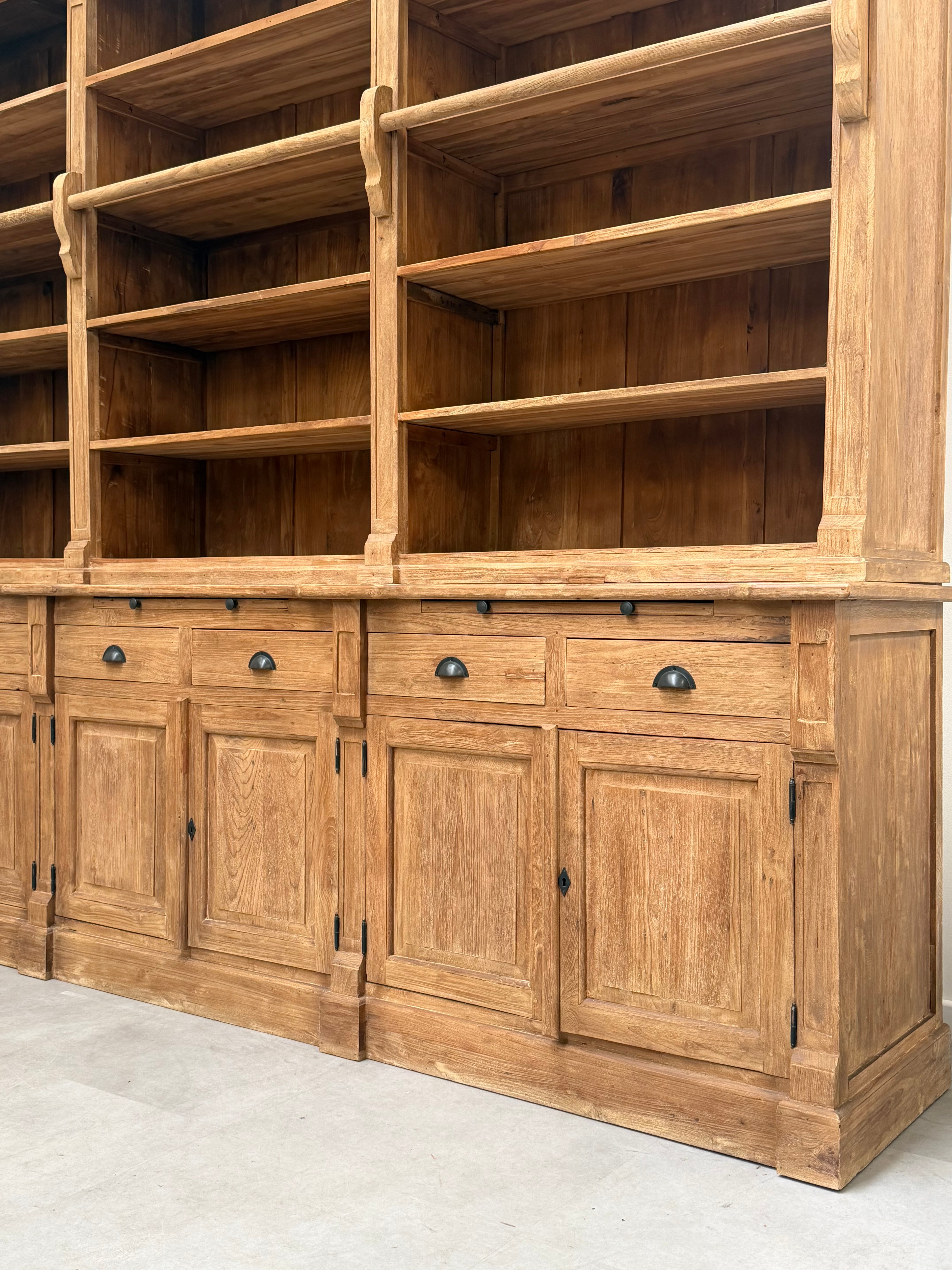 Antique Recycled Teak Bookcase Cabinet – 300 x 55 x 250 cm