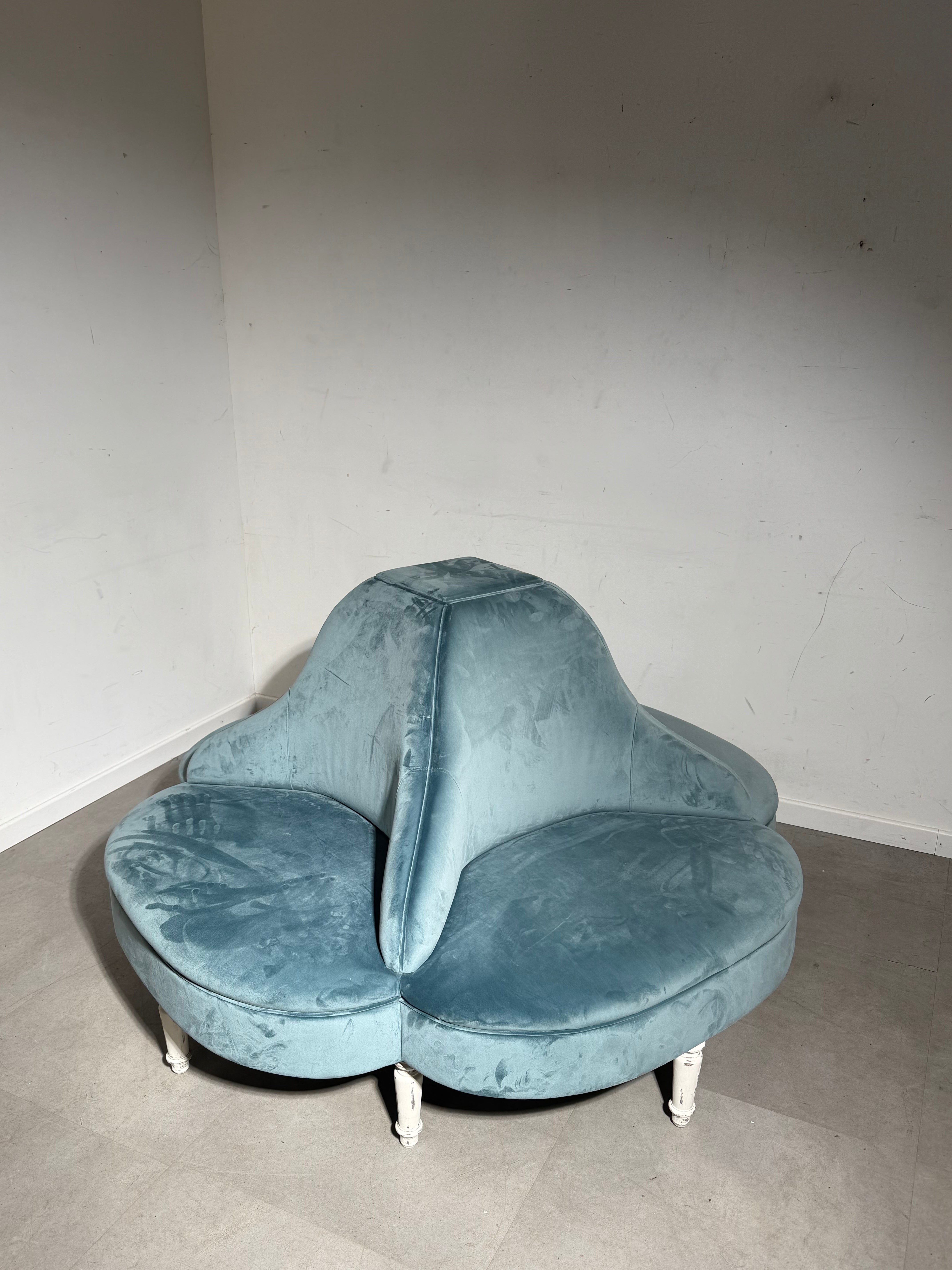 “Conversation” Sofa in Blue Velvet